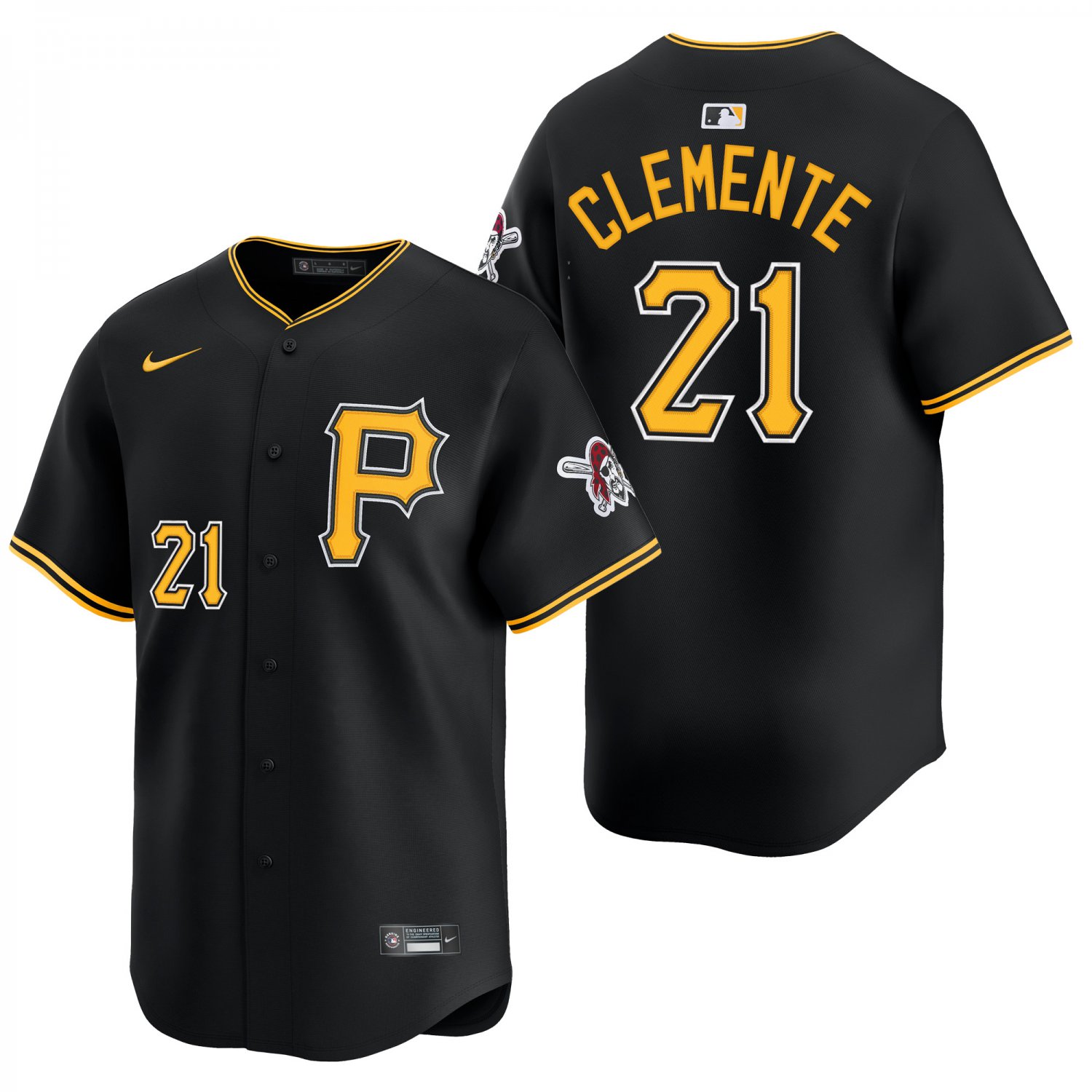 Pittsburgh Pirates #21 Roberto Clemente Black Men's & Youth Stitched Jersey