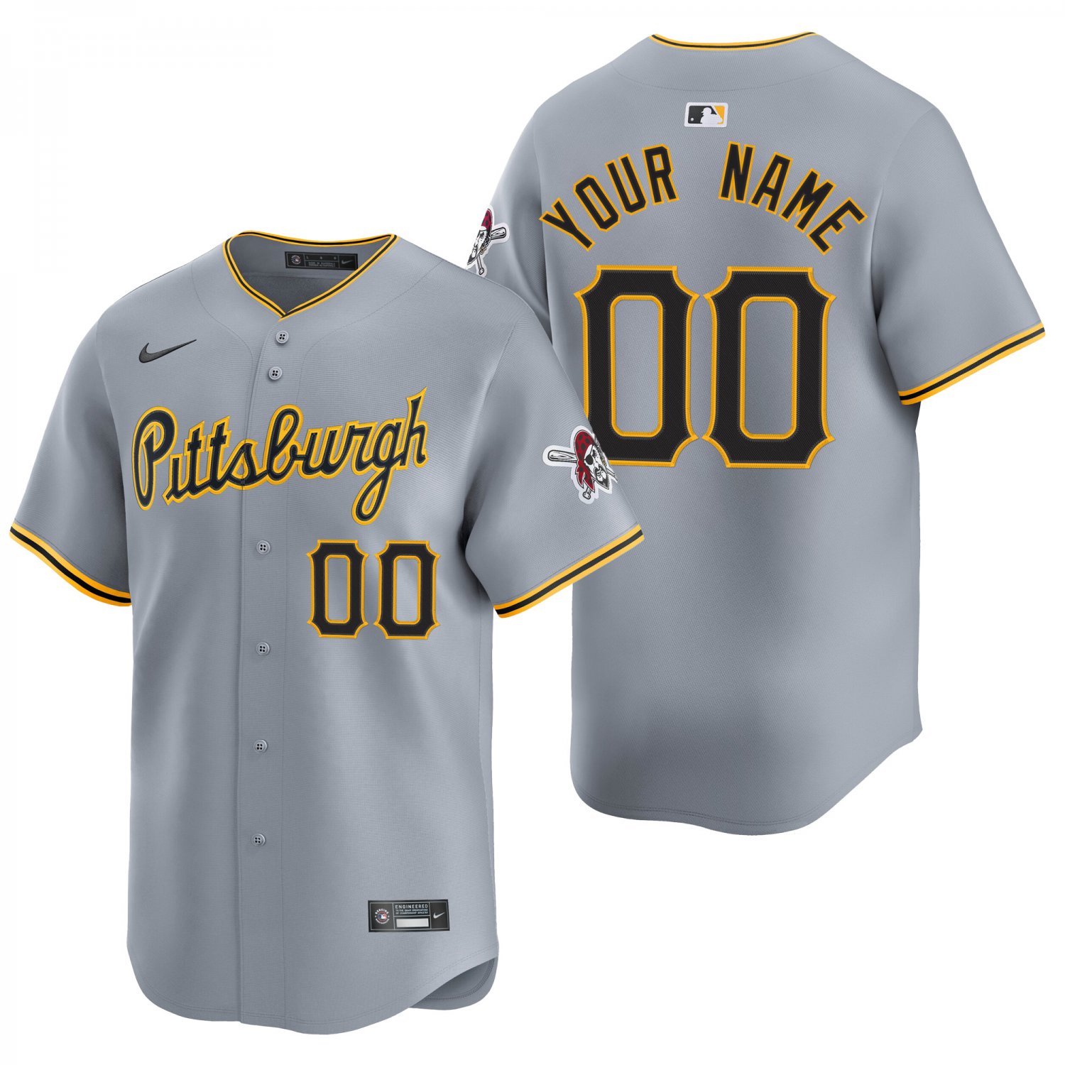 Pittsburgh Pirates #00 Custom Name And Number Gray Men's & Youth Stitched Jersey