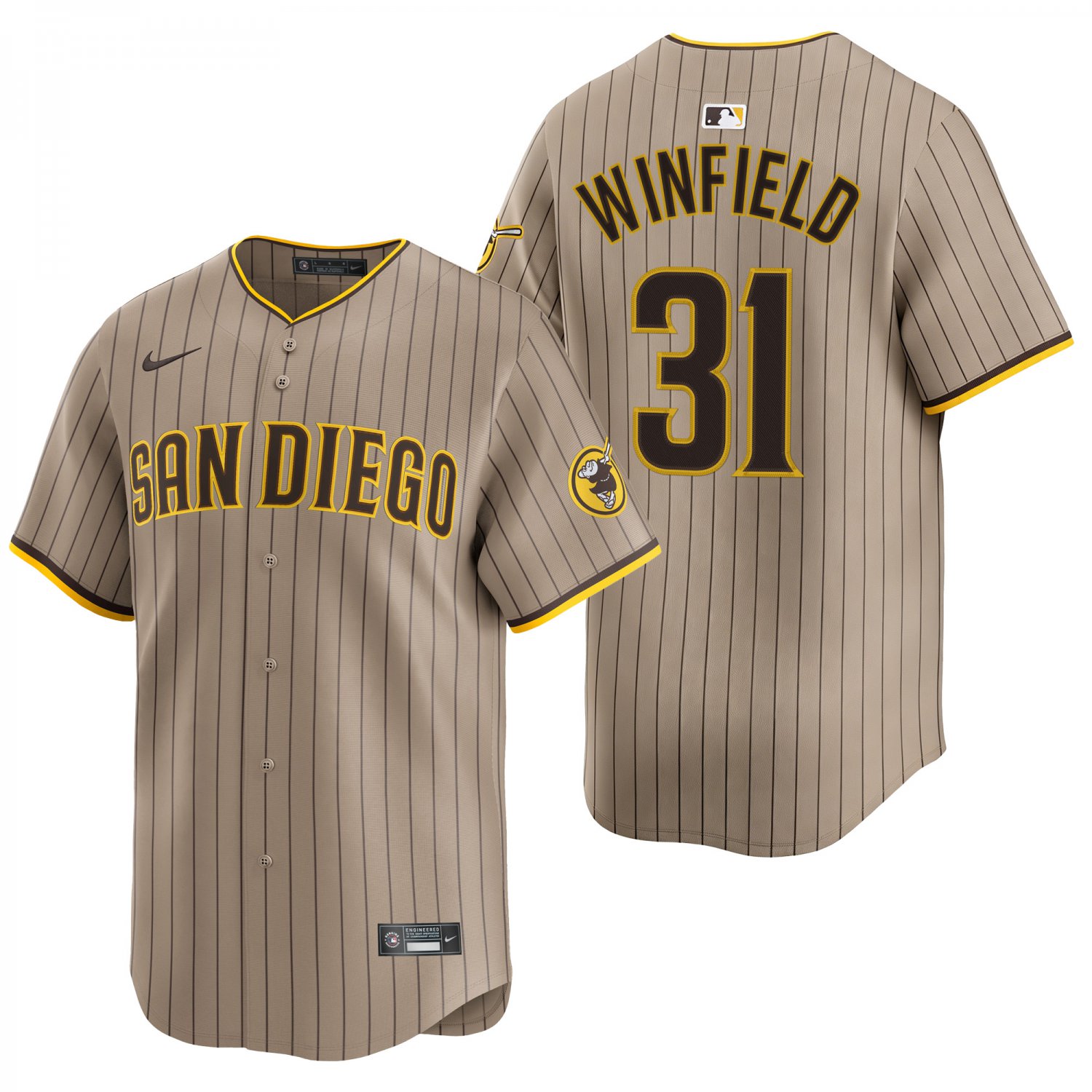San Diego Padres #31 Dave Winfield Brown Stripe Men's & Youth Stitched Jersey