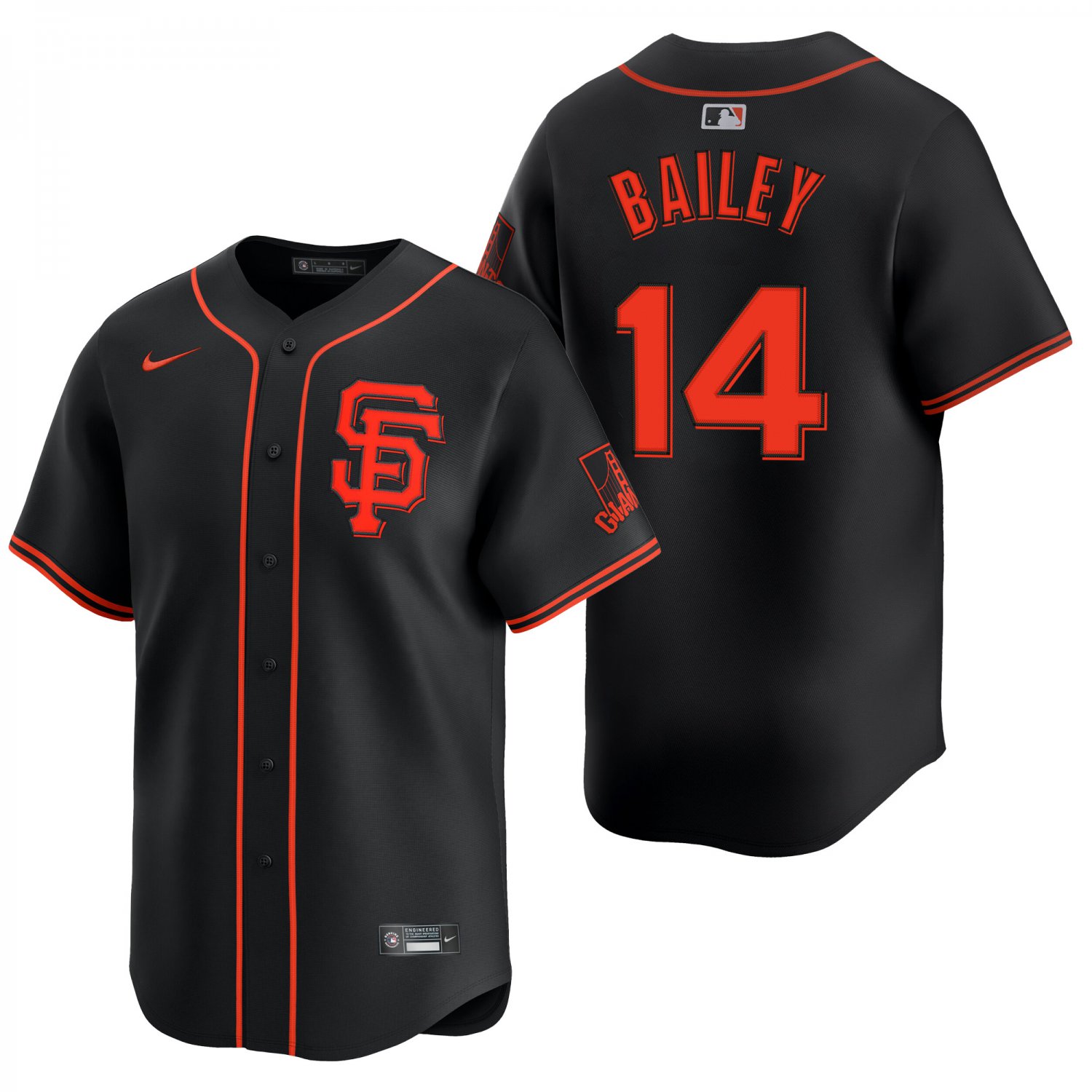 San Francisco Giants #14 Patrick Bailey Black Men's & Youth Stitched Jersey
