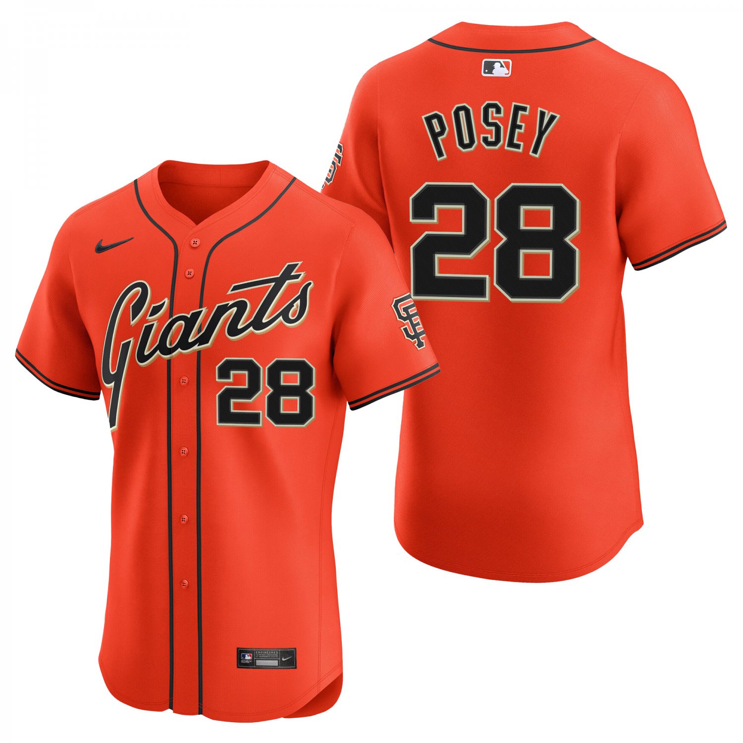 San Francisco Giants #28 Buster Posey Orange Men's & Youth Stitched Jersey