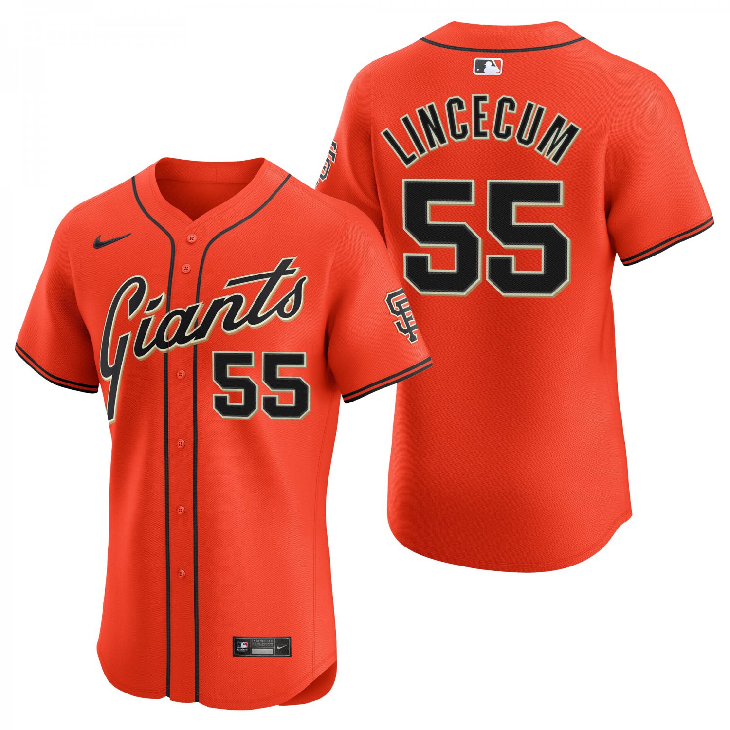 San Francisco Giants #55 Tim Lincecum Orange Men's & Youth Stitched Jersey