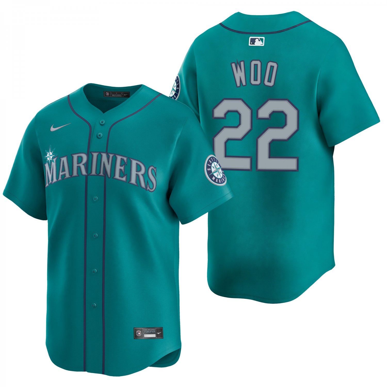 Seattle Mariners #22 Bryan Woo Teal Men's & Youth Stitched Jersey