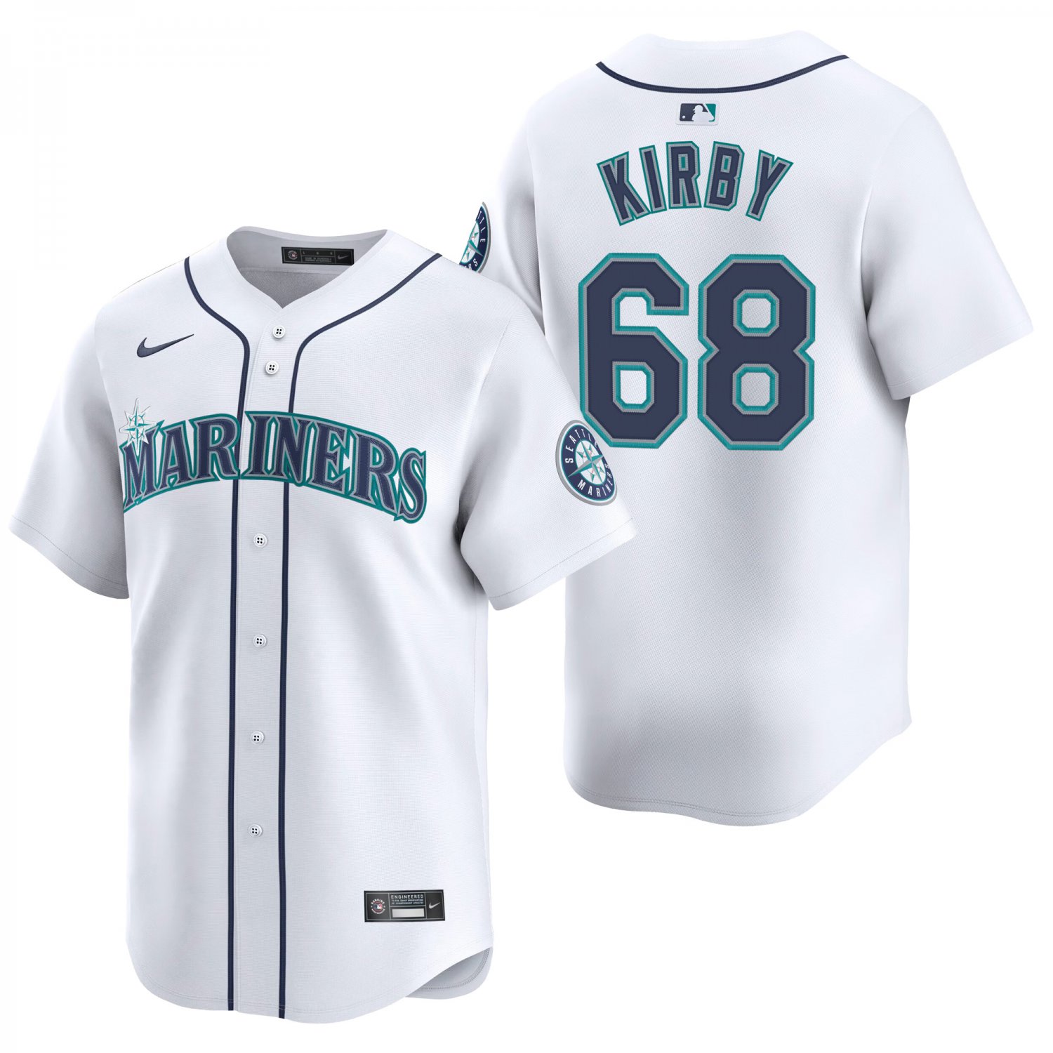 Seattle Mariners #68 George Kirby White Men's & Youth Stitched Jersey