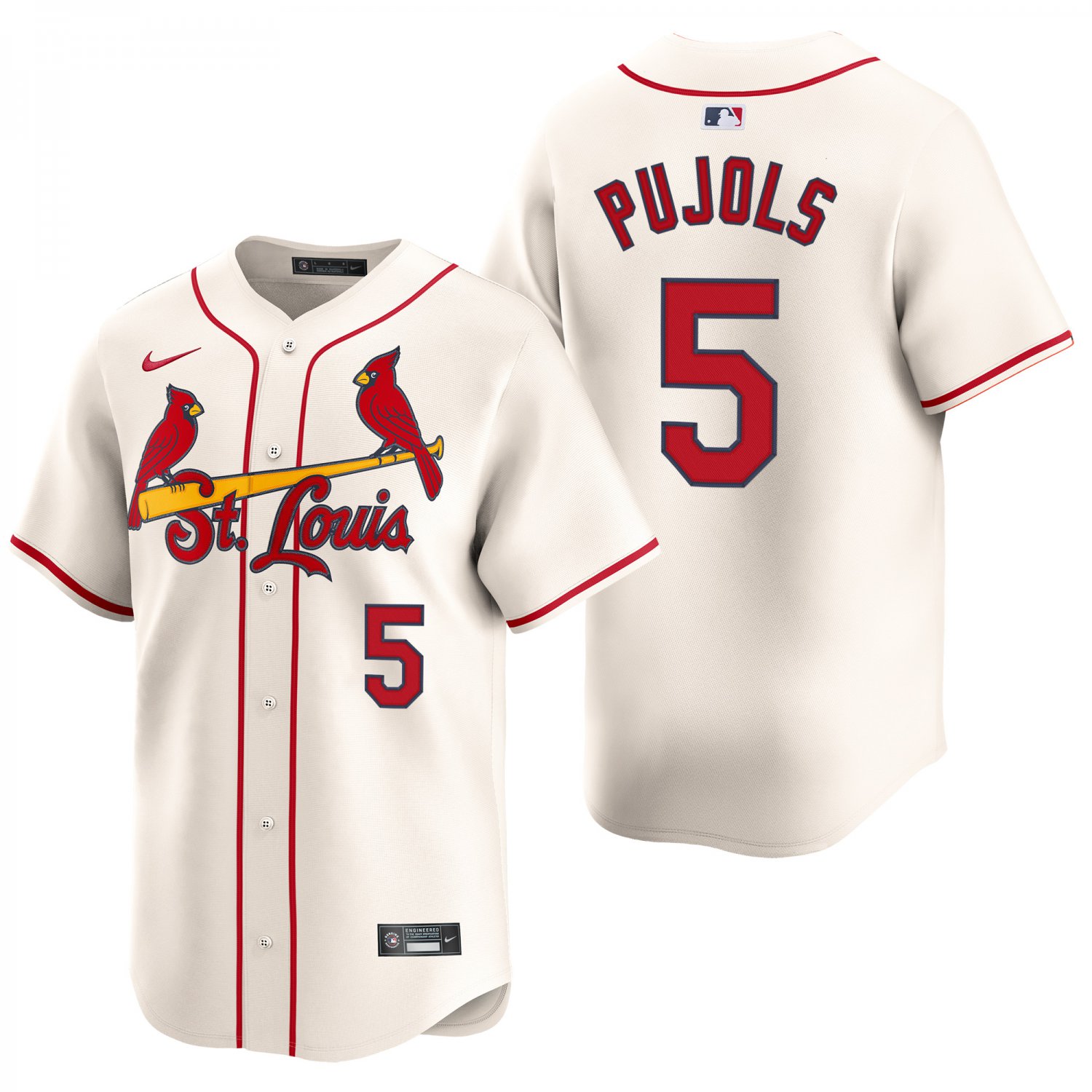 St. Louis Cardinals #5 Albert Pujols Cream Men's & Youth Stitched Jersey