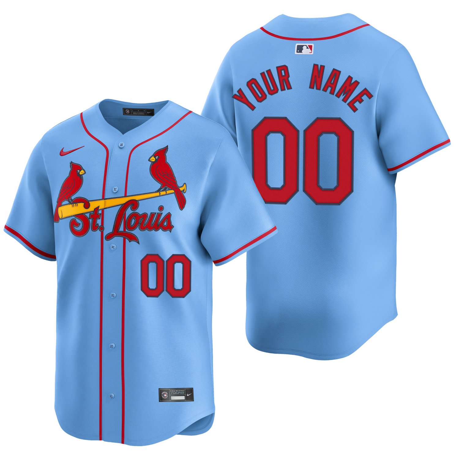 St. Louis Cardinals #00 Custom Name And Number Light Blue Men's & Youth Stitched Jersey