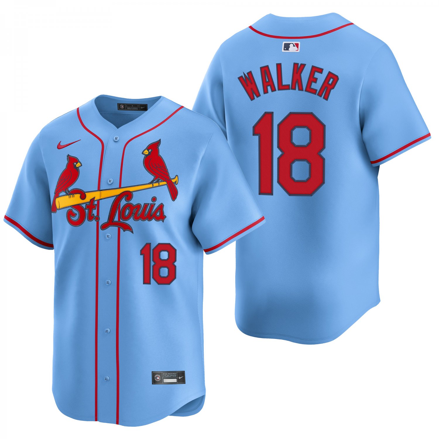 St. Louis Cardinals #18 Jordan Walker Light Blue Men's & Youth Stitched Jersey