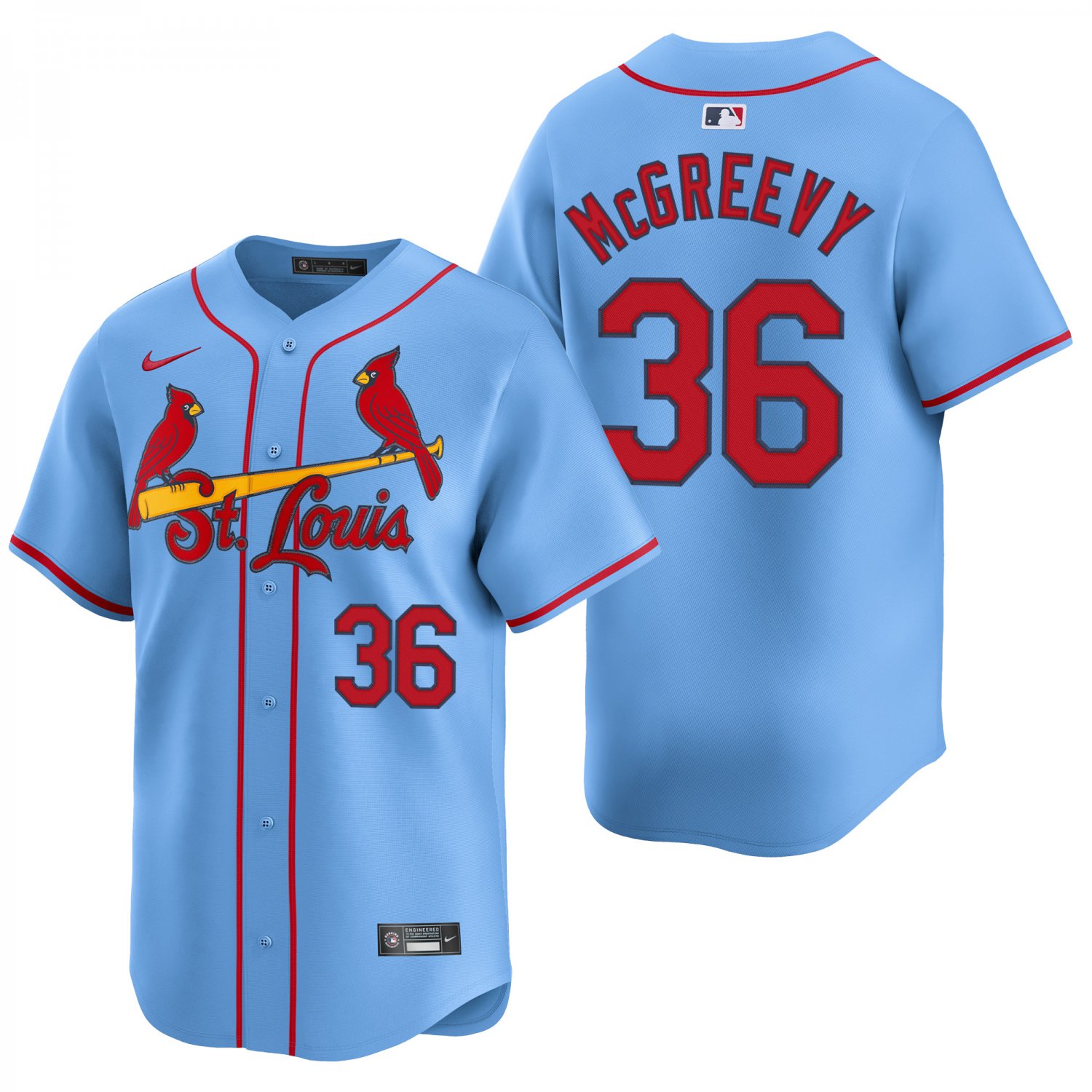 St. Louis Cardinals #36 Michael McGreevy Light Blue Men's & Youth Stitched Jersey