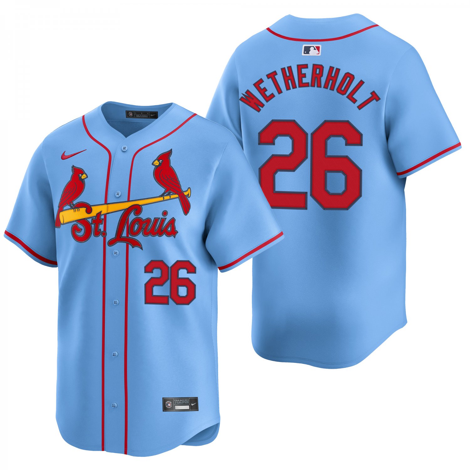 St. Louis Cardinals #26 JJ Wetherholt Light Blue Men's & Youth Stitched Jersey