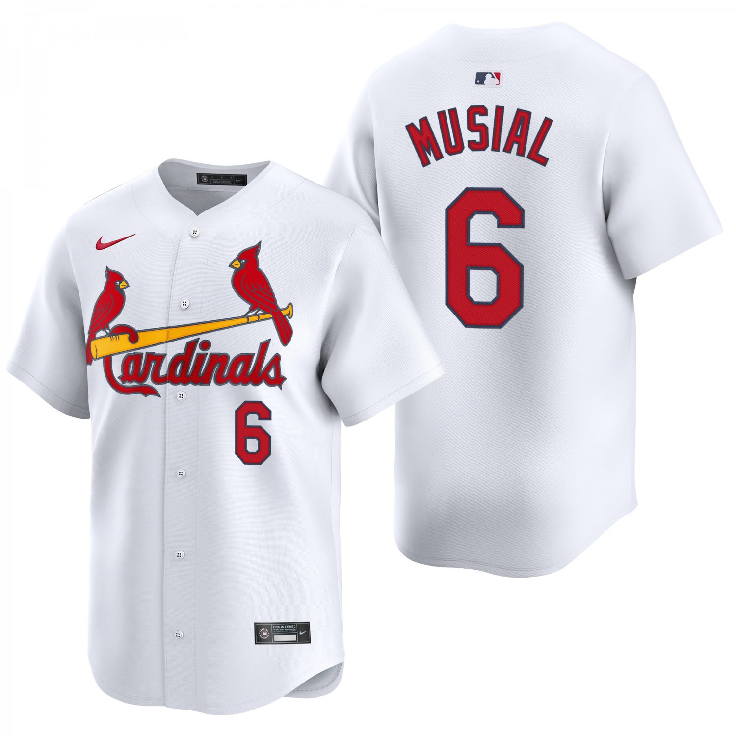 St. Louis Cardinals #6 Stan Musial White Men's & Youth Stitched Jersey