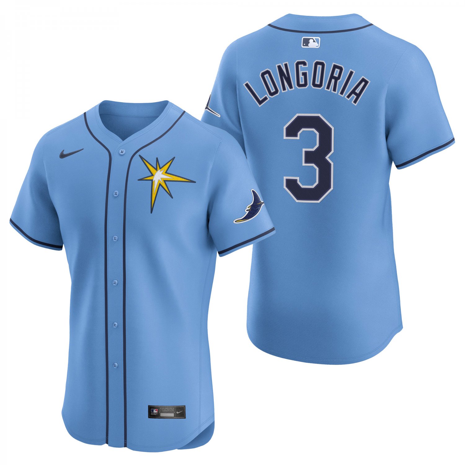 Tampa Bay Rays #3 Evan Longoria Light Blue Men's & Youth Stitched Jersey