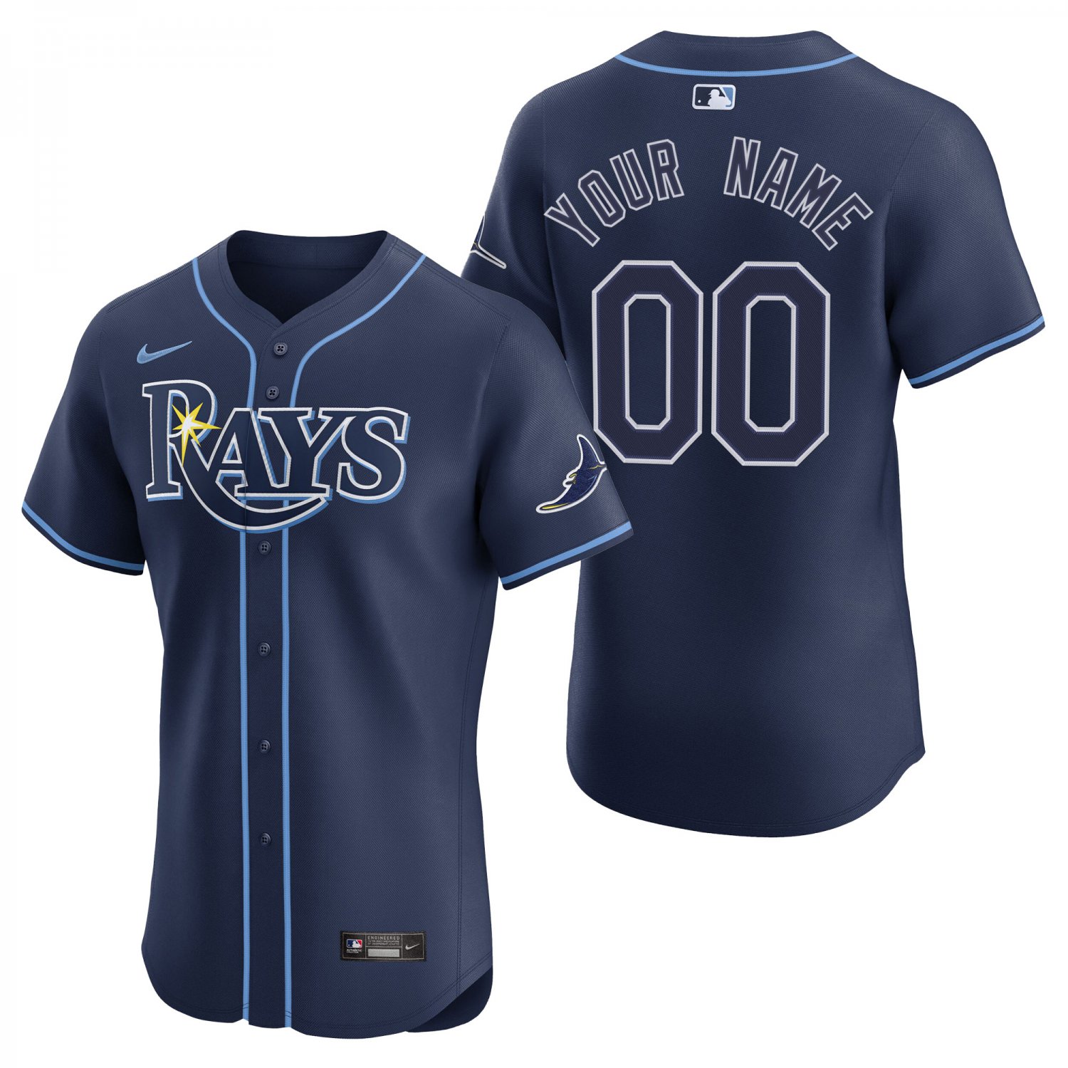Tampa Bay Rays #00 Custom Name And Number Navy Men's & Youth Stitched Jersey
