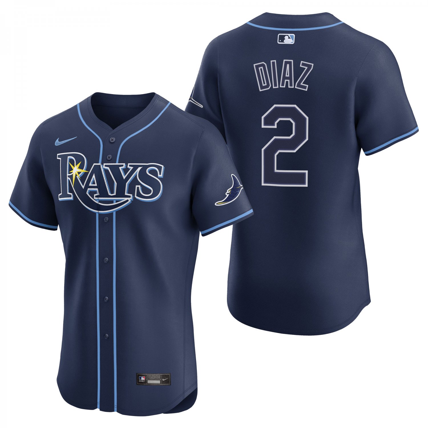 Tampa Bay Rays #2 Yandy Diaz Navy Men's & Youth Stitched Jersey