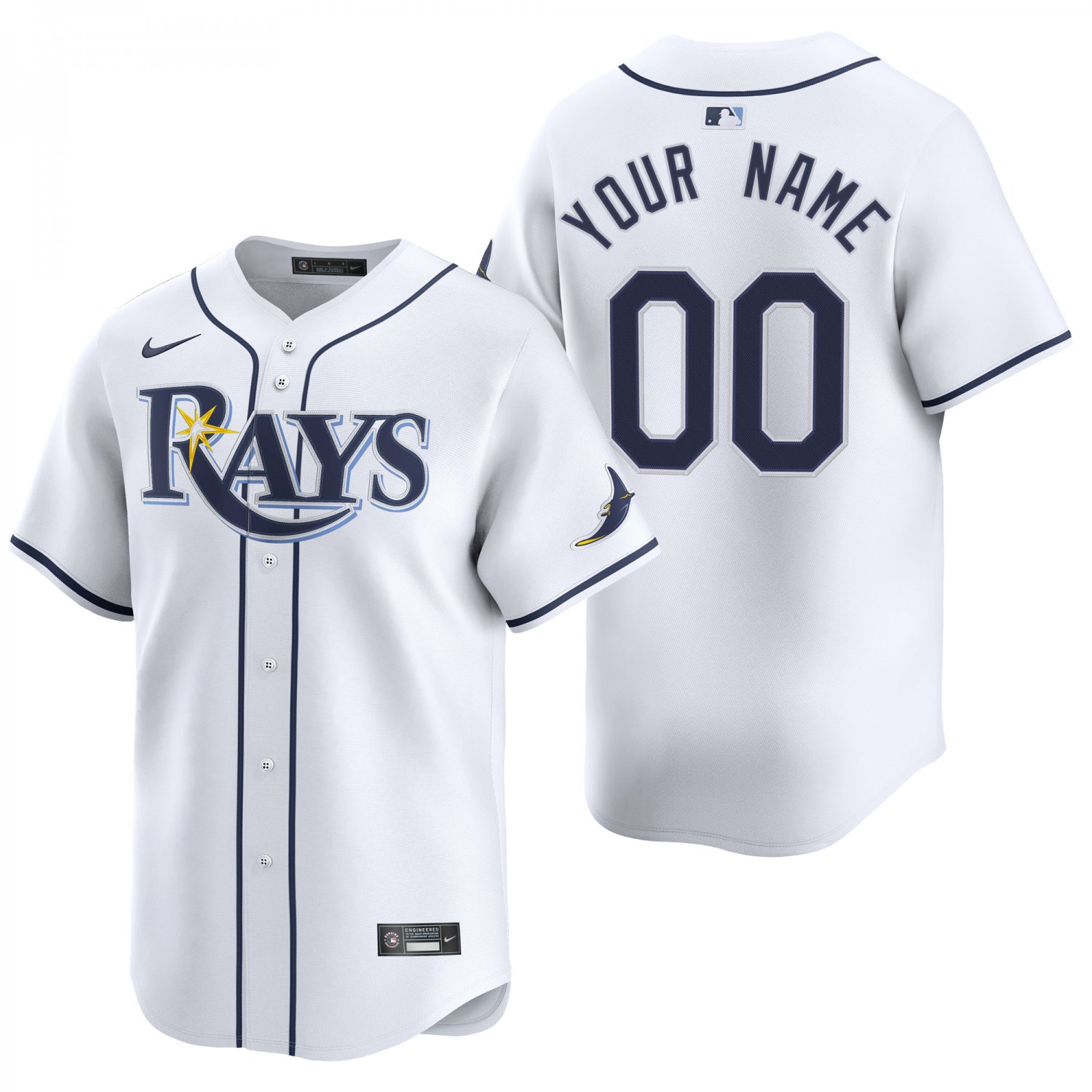 Tampa Bay Rays #00 Custom Name And Number White Men's & Youth Stitched Jersey