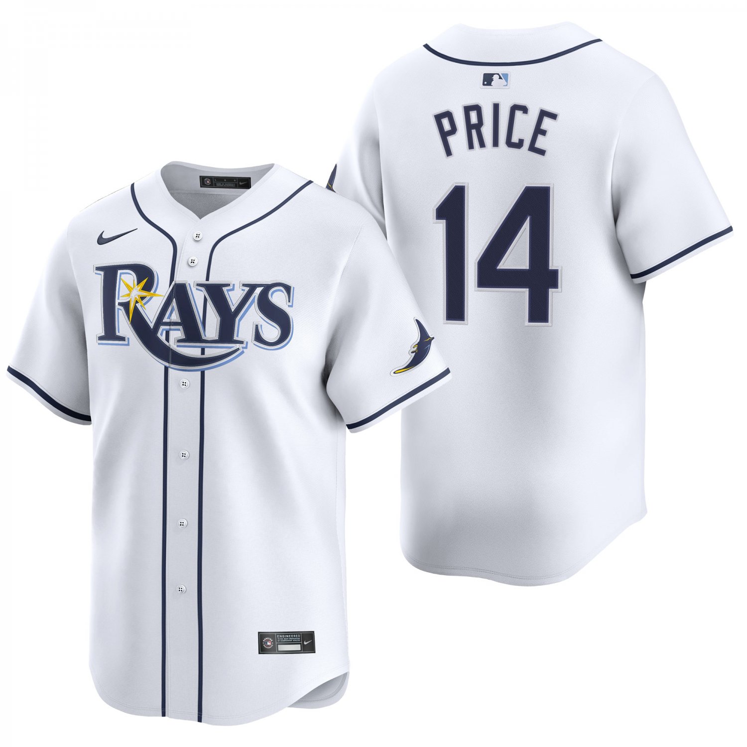 Tampa Bay Rays #14 David Price White Men's & Youth Stitched Jersey