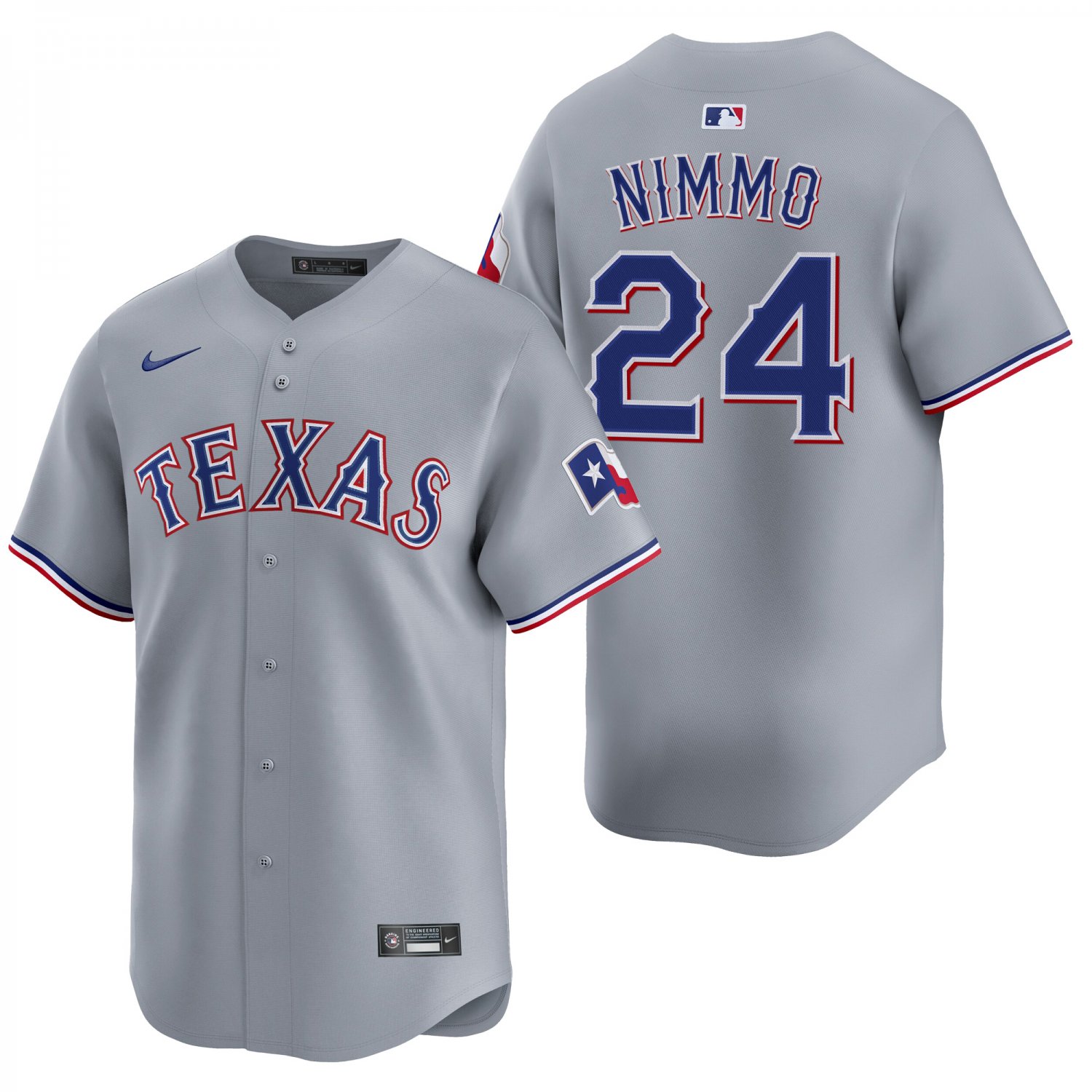 Texas Rangers #24 Brandon Nimmo Gray Men's & Youth Stitched Jersey