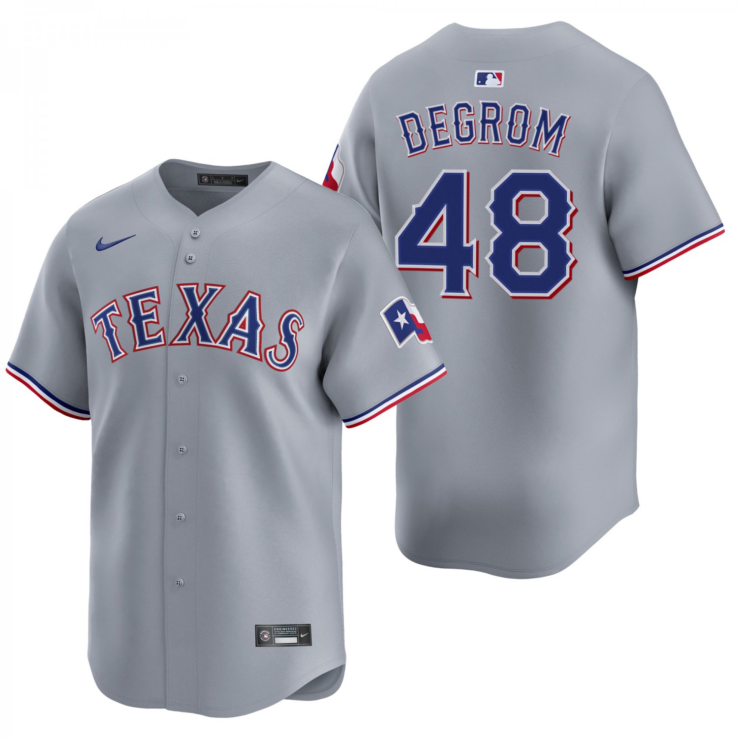 Texas Rangers #48 Jacob deGrom Gray Men's & Youth Stitched Jersey