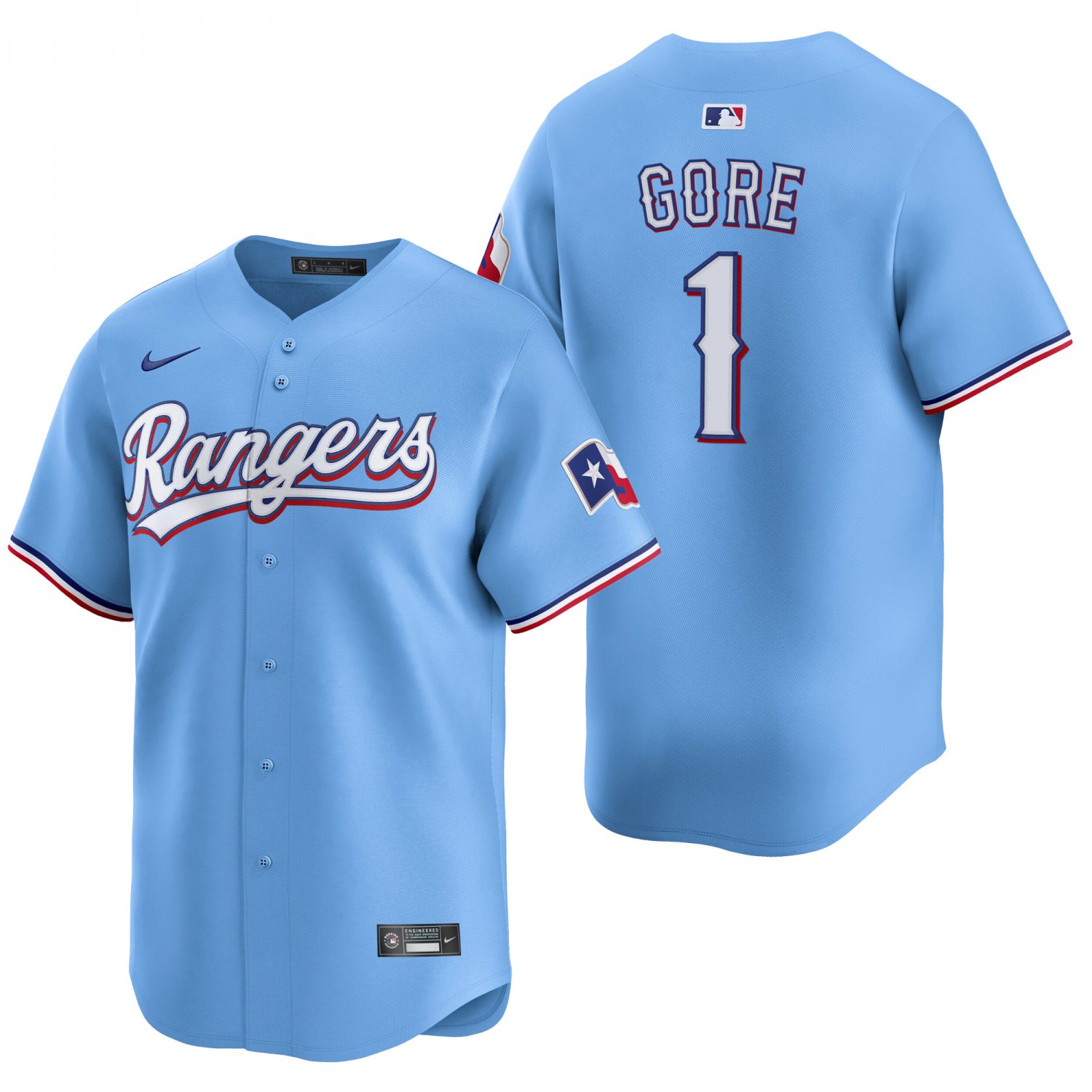 Texas Rangers #1 MacKenzie Gore Light Blue Men's & Youth Stitched Jersey