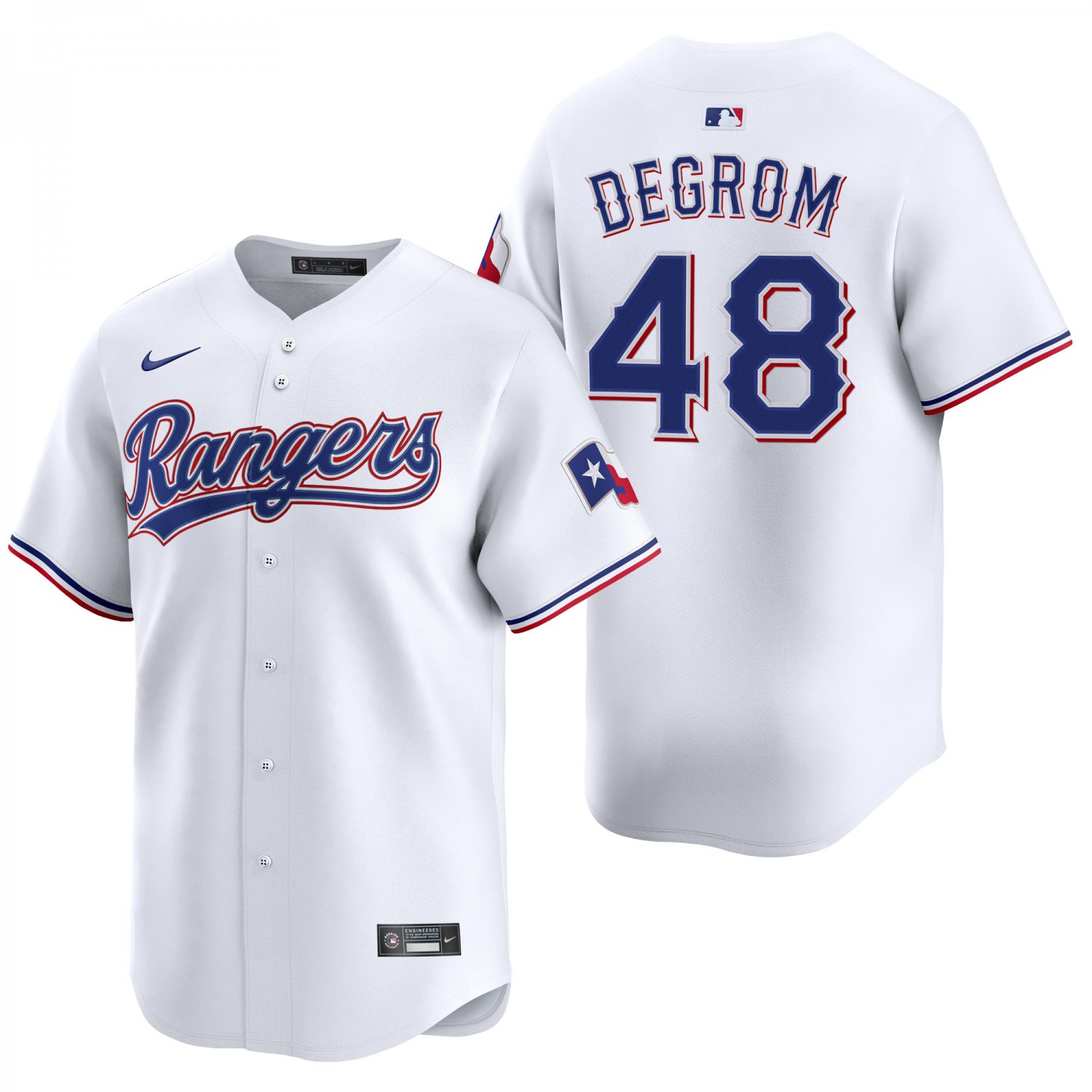 Texas Rangers #48 Jacob deGrom White Men's & Youth Stitched Jersey