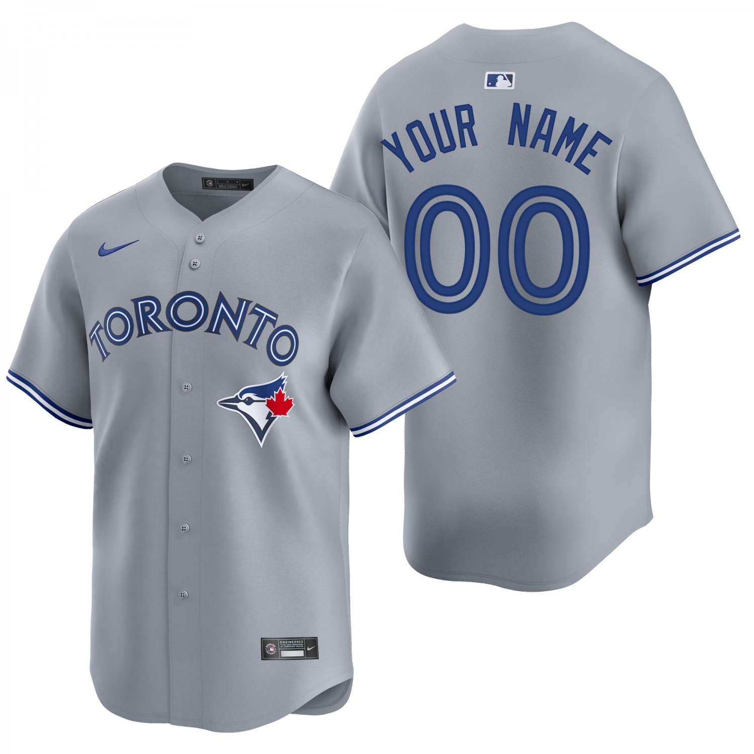 Toronto Blue Jays #00 Custom Name And Number Gray Men's & Youth Stitched Jersey