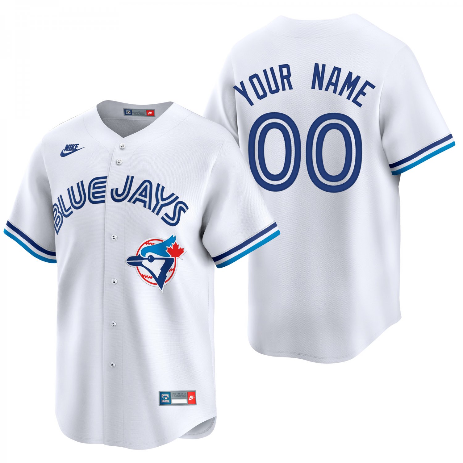 Toronto Blue Jays #00 Custom Name And Number White Throwback Men's & Youth Stitched Jersey