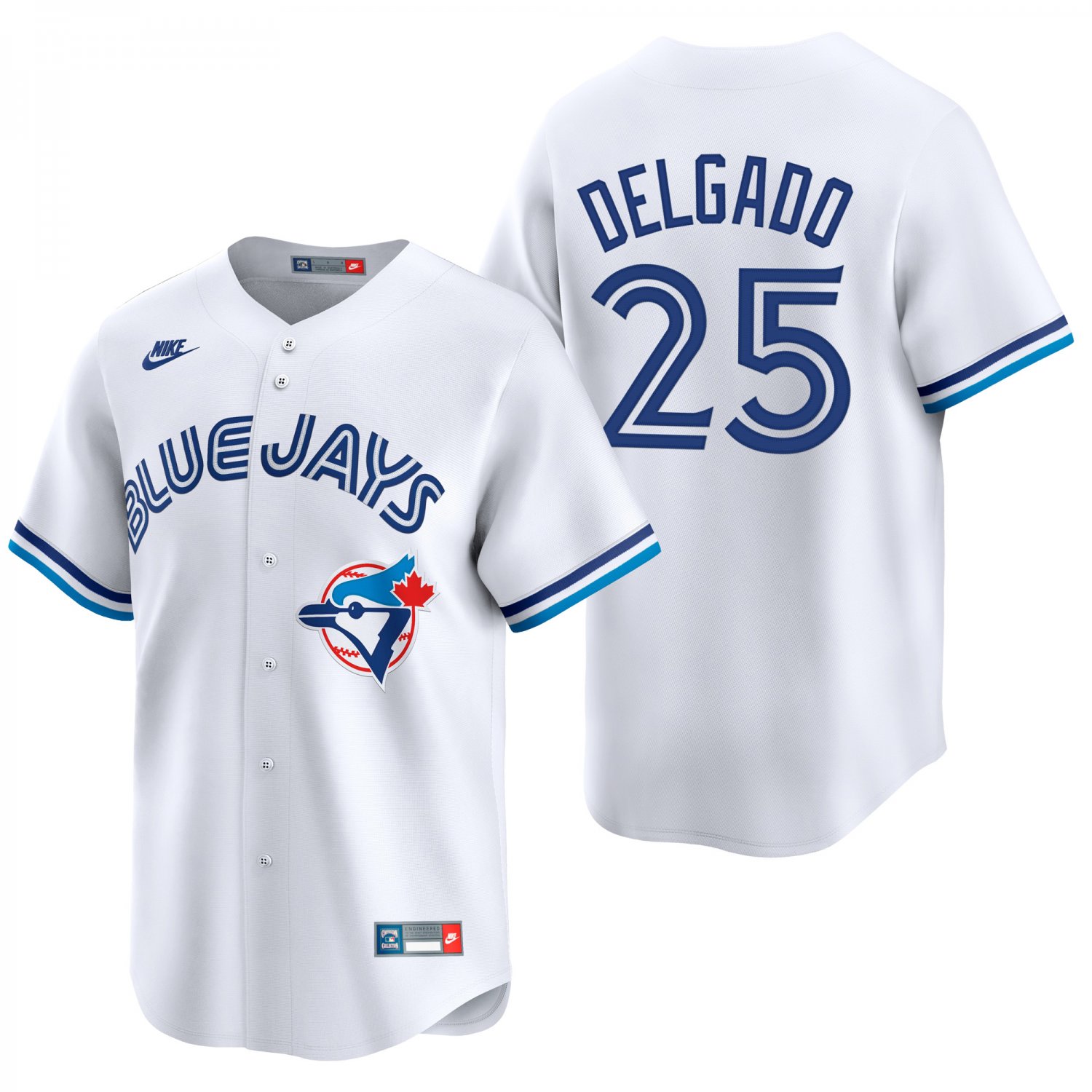 Toronto Blue Jays #25 Carlos Delgado White Throwback Men's & Youth Stitched Jersey
