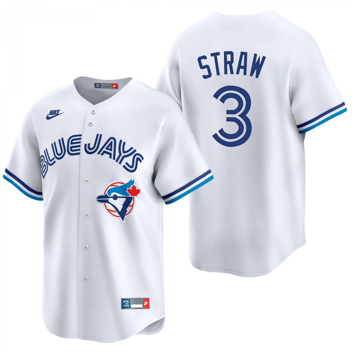 Toronto Blue Jays #3 Myles Straw White Throwback Men's & Youth Stitched Jersey