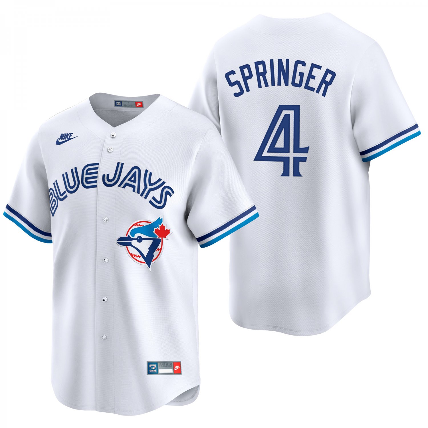 Toronto Blue Jays #4 George Springer White Throwback Men's & Youth Stitched Jersey