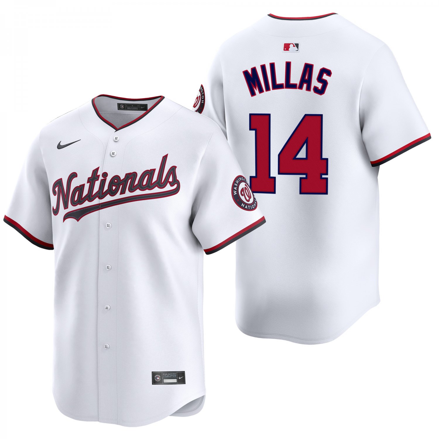 Washington Nationals #14 Drew Millas White Men's & Youth Stitched Jersey