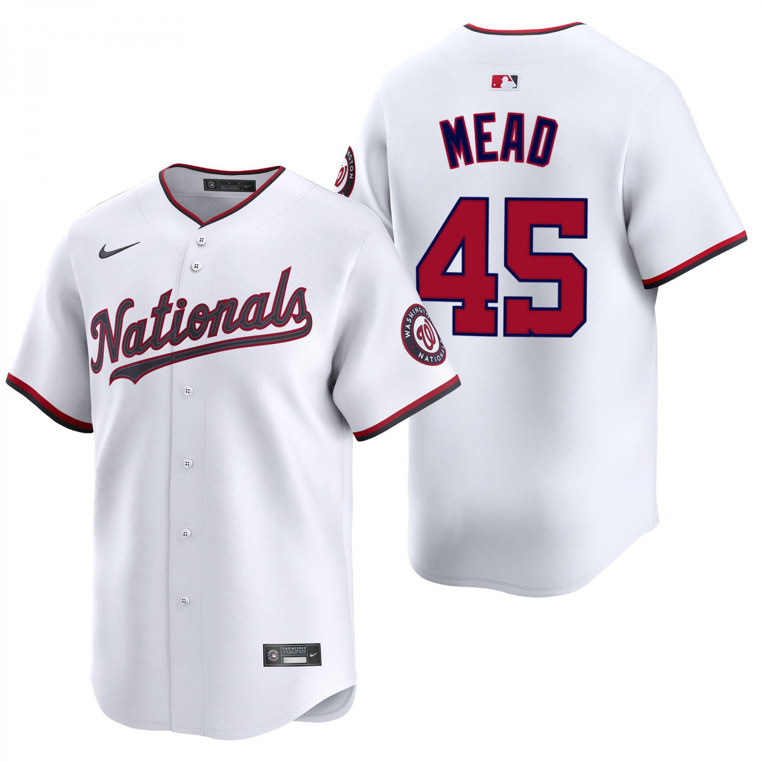 Washington Nationals #45 Curtis Mead White Men's & Youth Stitched Jersey