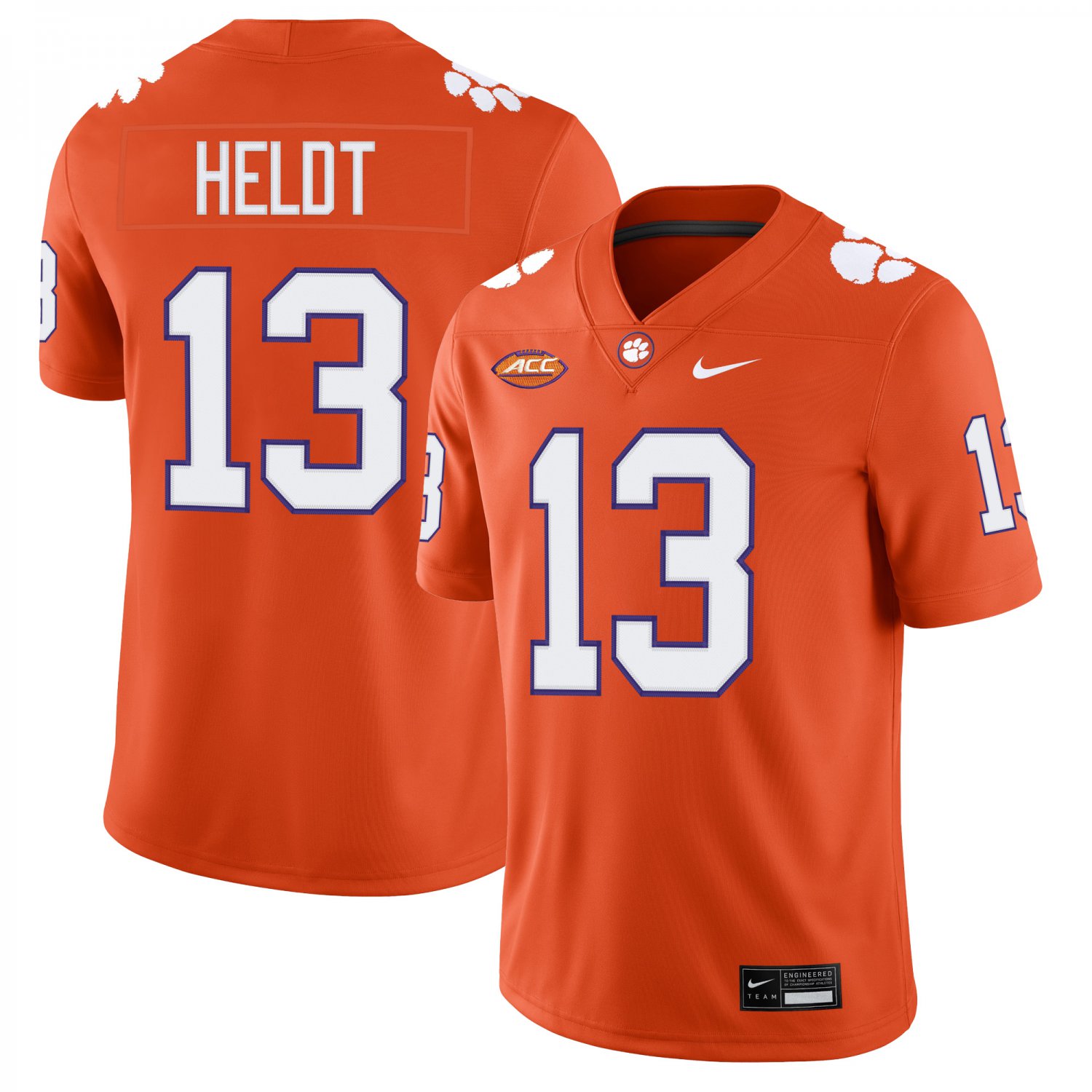 Clemson Tigers #13 Will Heldt Orange Jersey