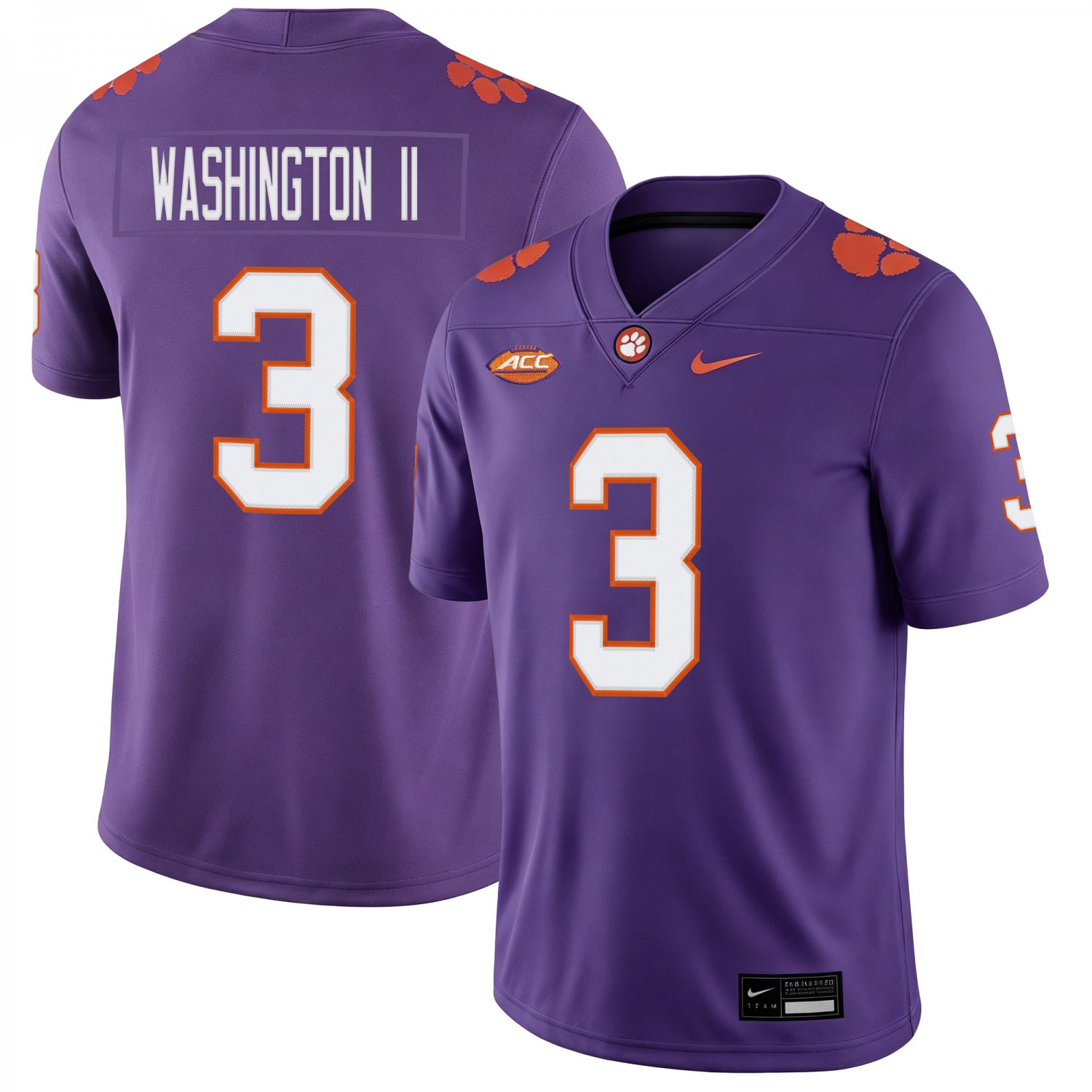 Clemson Tigers #3 Elliot Washington II Purple Jersey