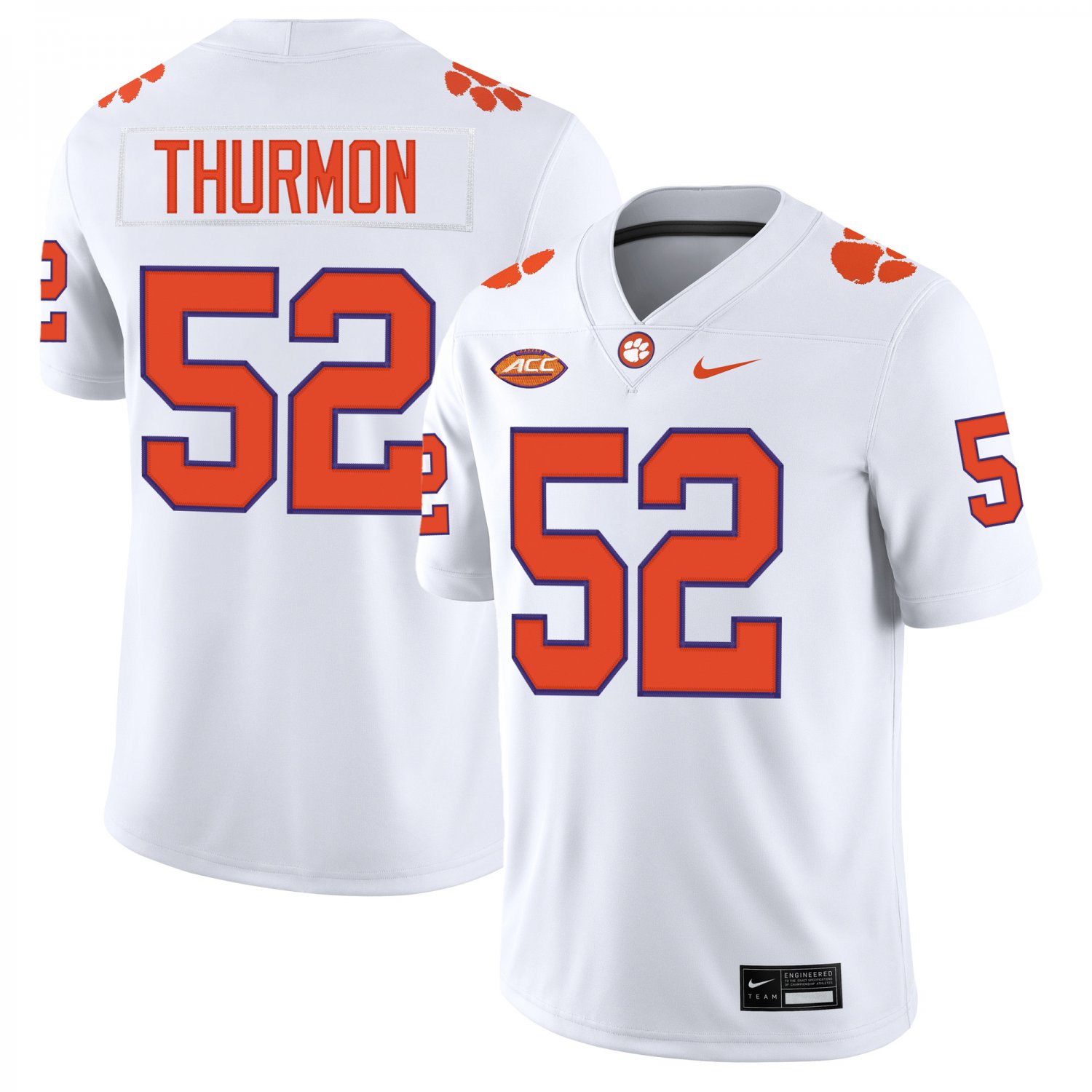 Clemson Tigers #52 Elyjah Thurmon White Jersey