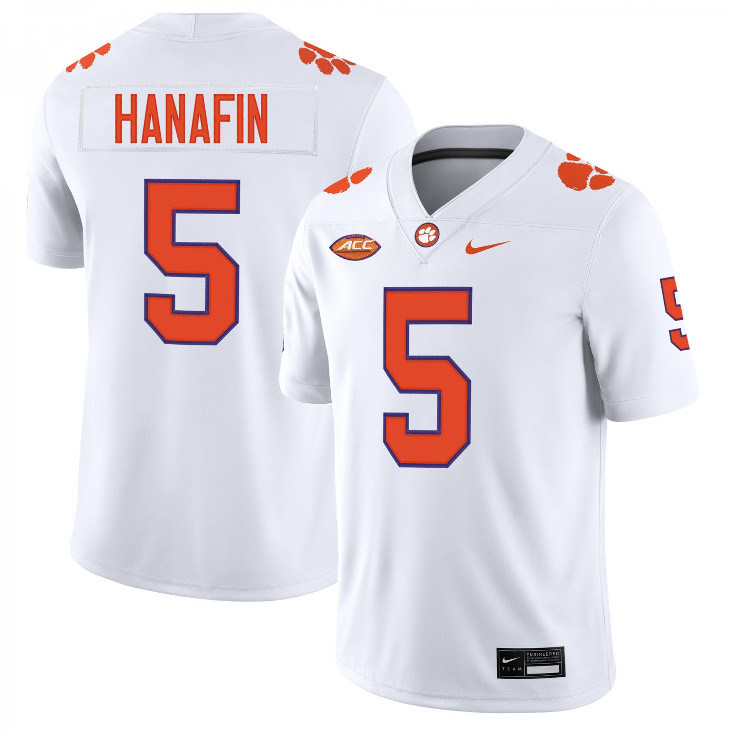 Clemson Tigers #5 Ronan Hanafin White Jersey