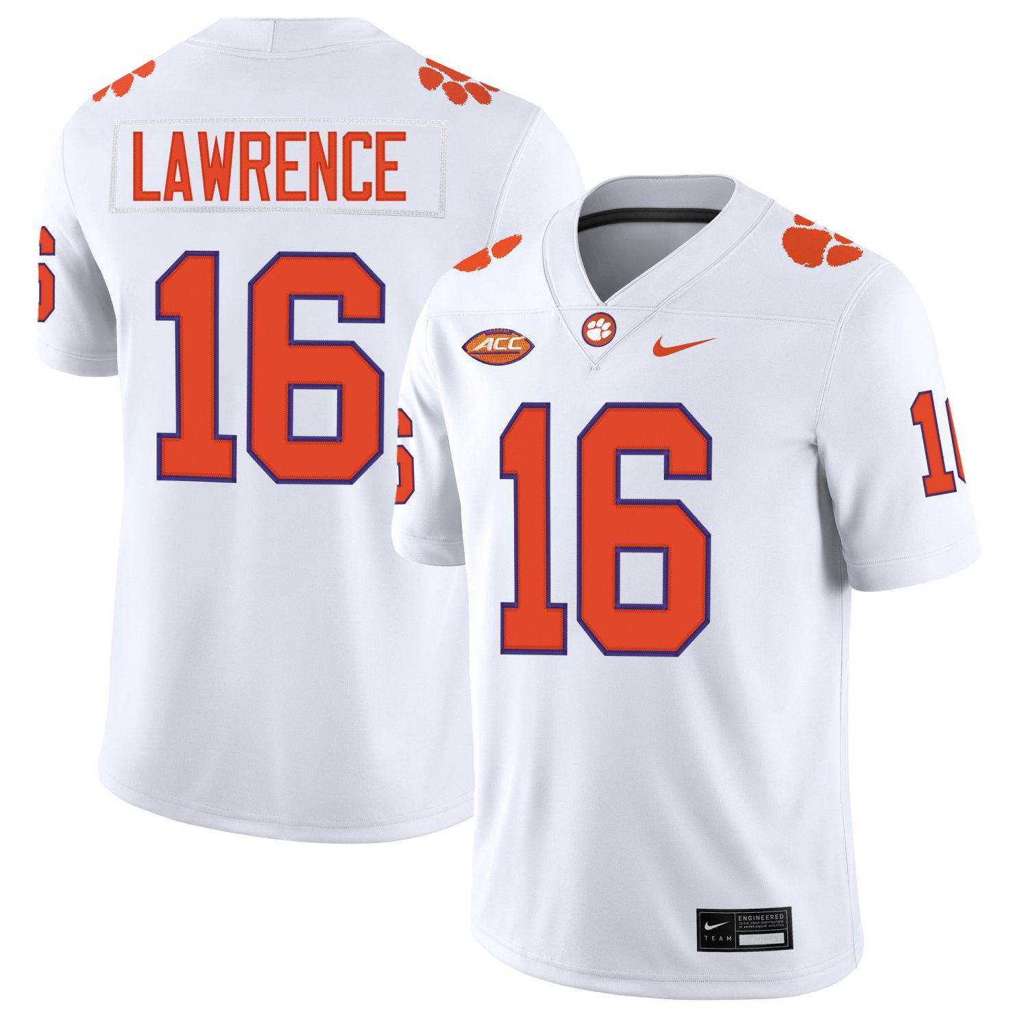 Clemson Tigers #16 Trevor Lawrence White Jersey