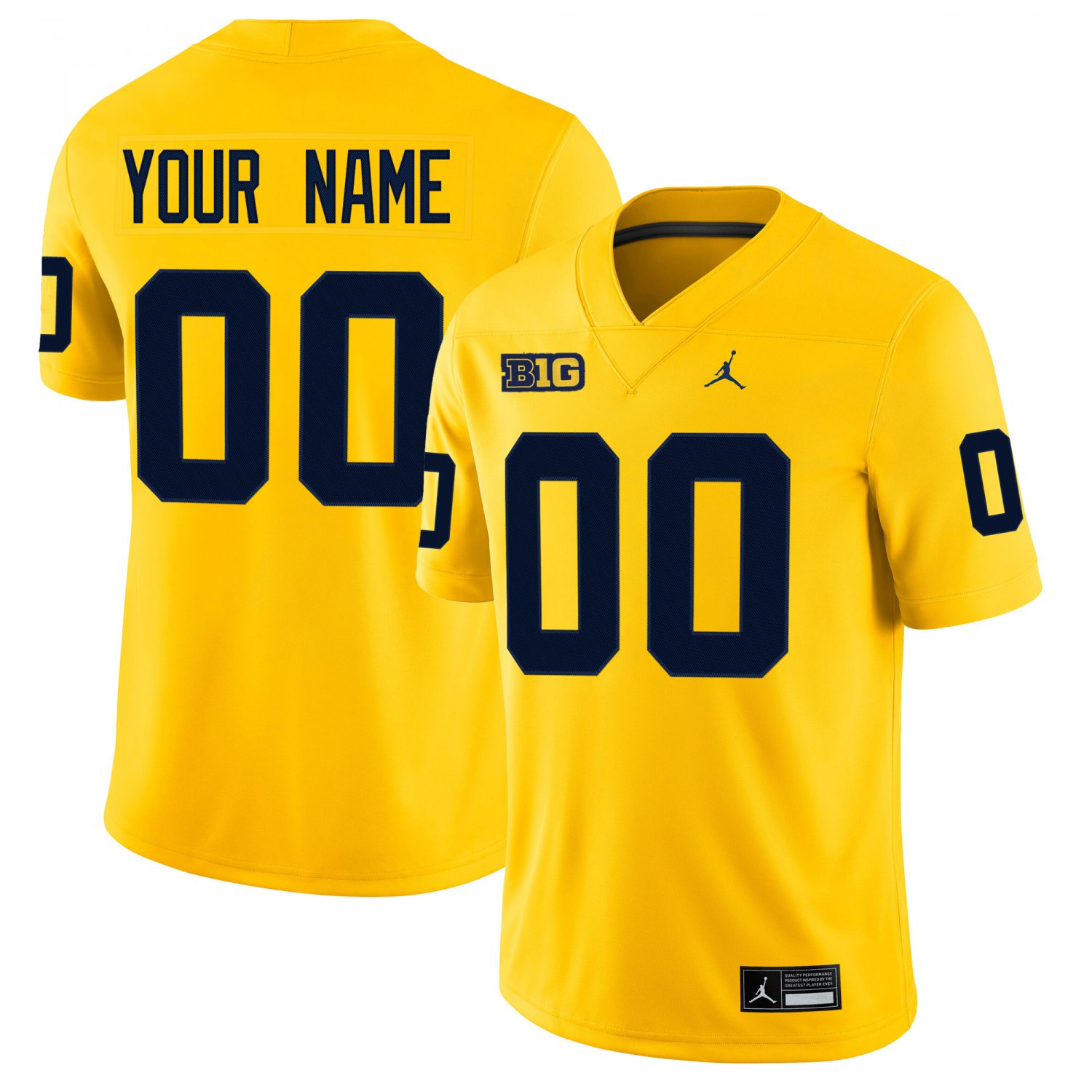 Michigan Wolverines #00 Custom Name And Number Gold Jersey