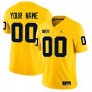 Michigan Wolverines #00 Custom Name And Number Gold Jersey