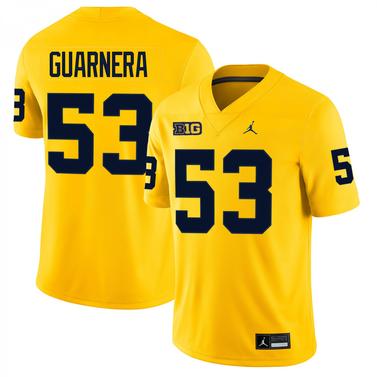 Michigan Wolverines #53 Jake Guarnera Gold Jersey