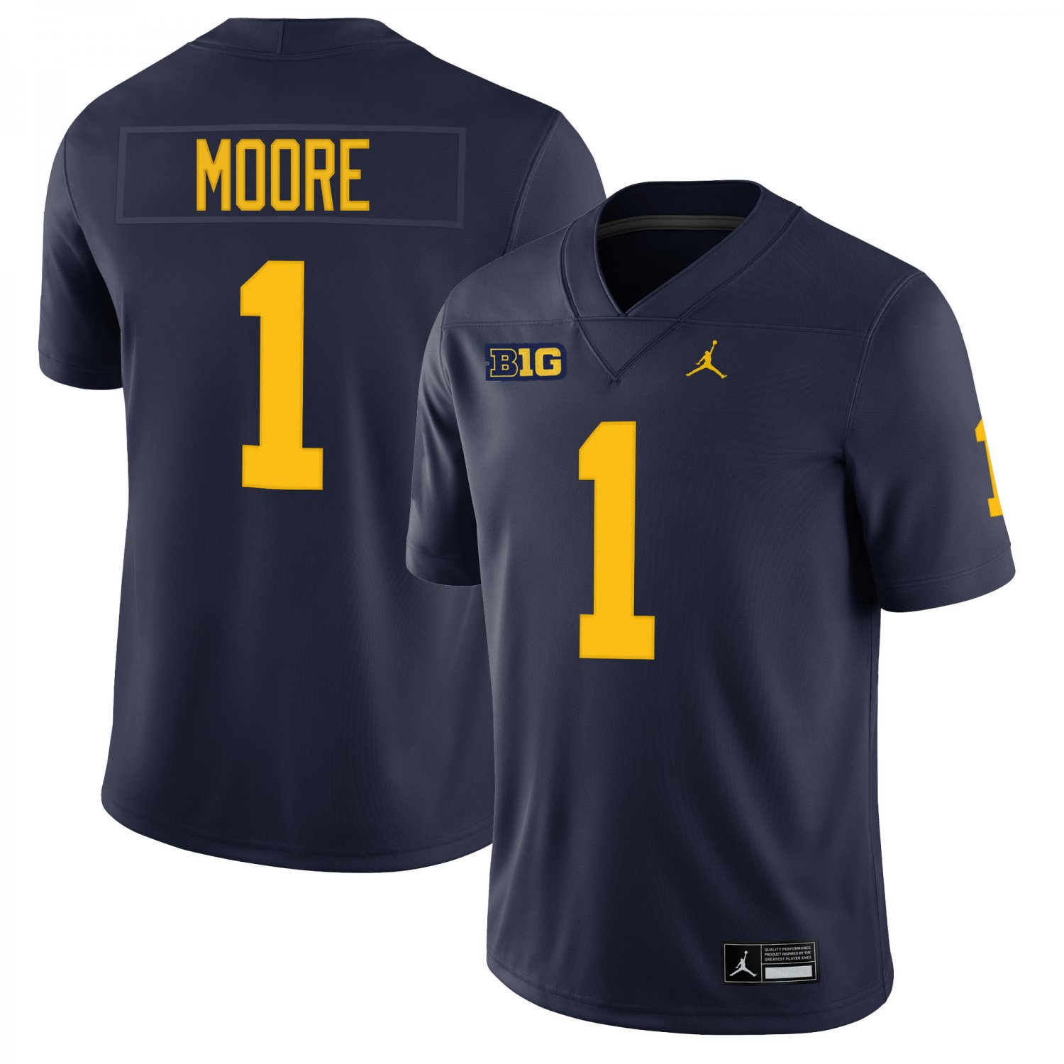 Michigan Wolverines #1 Rod Moore Navy Jersey