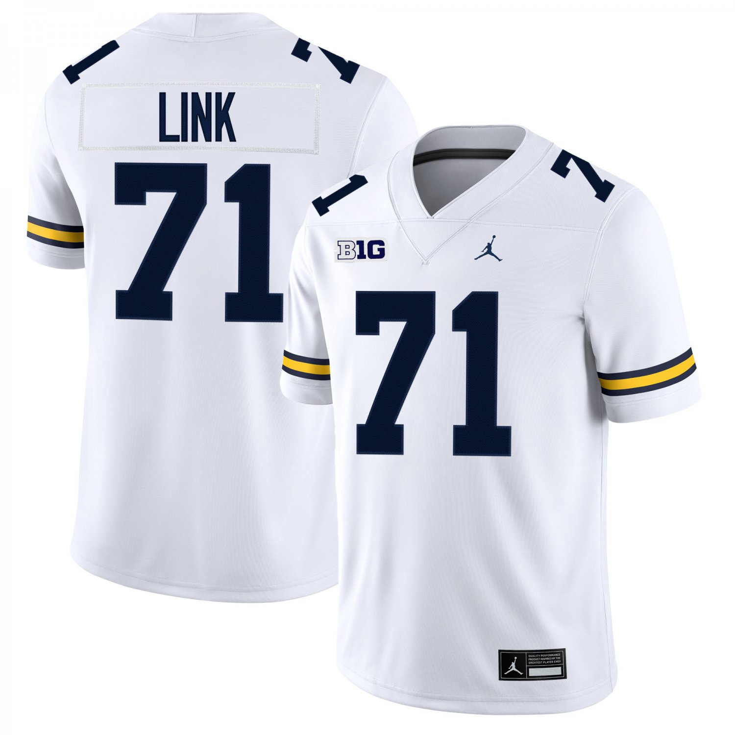 Michigan Wolverines #71 Evan Link White Jersey