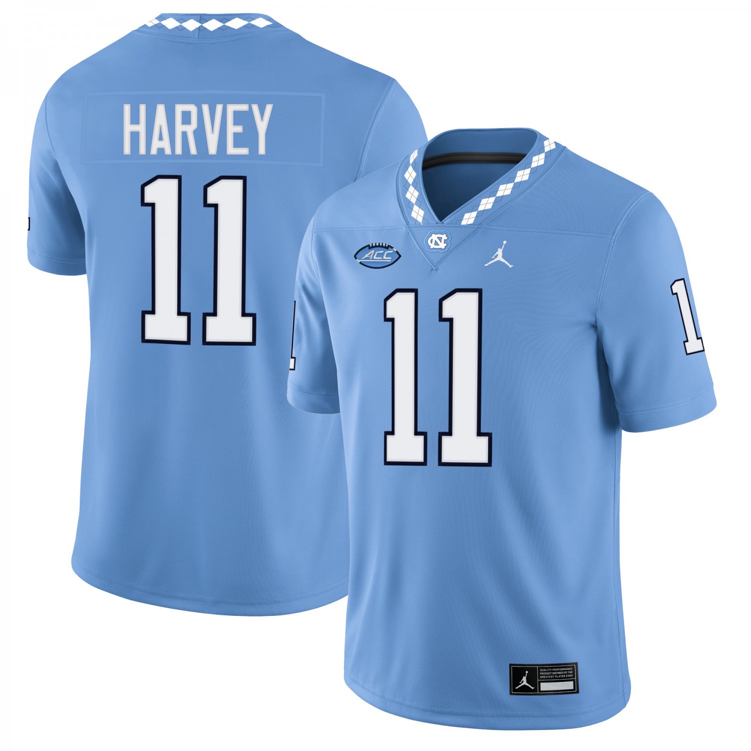 North Carolina Tar Heels #11 Jaylen Harvey Light Blue Jersey