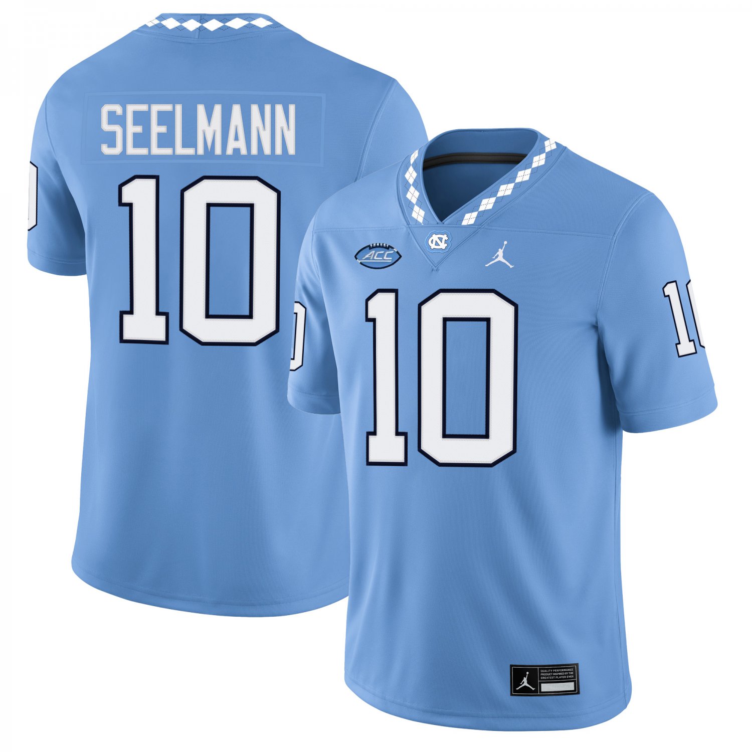 North Carolina Tar Heels #10 Peyton Seelmann Light Blue Jersey