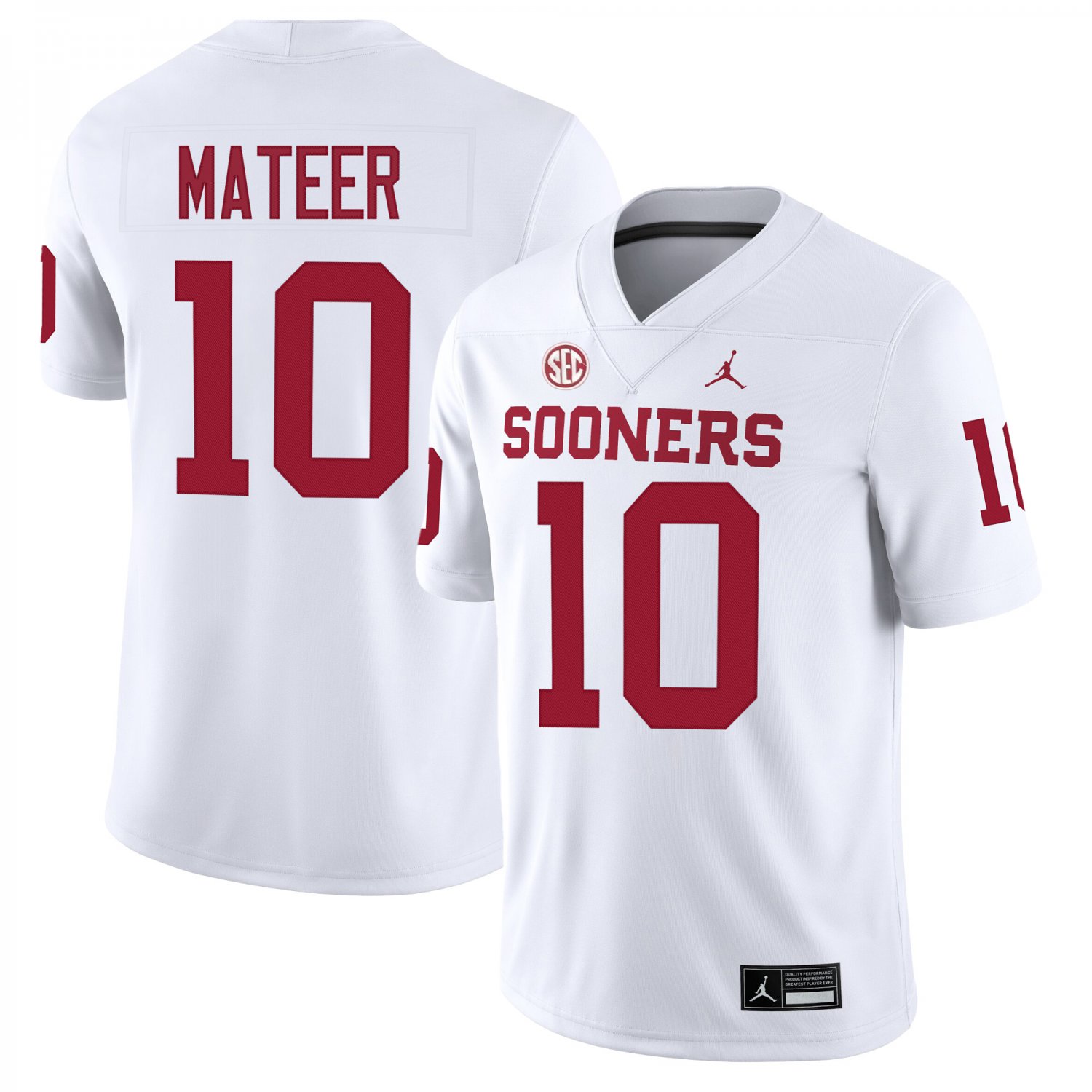 Oklahoma Sooners #10 John Mateer White Jersey
