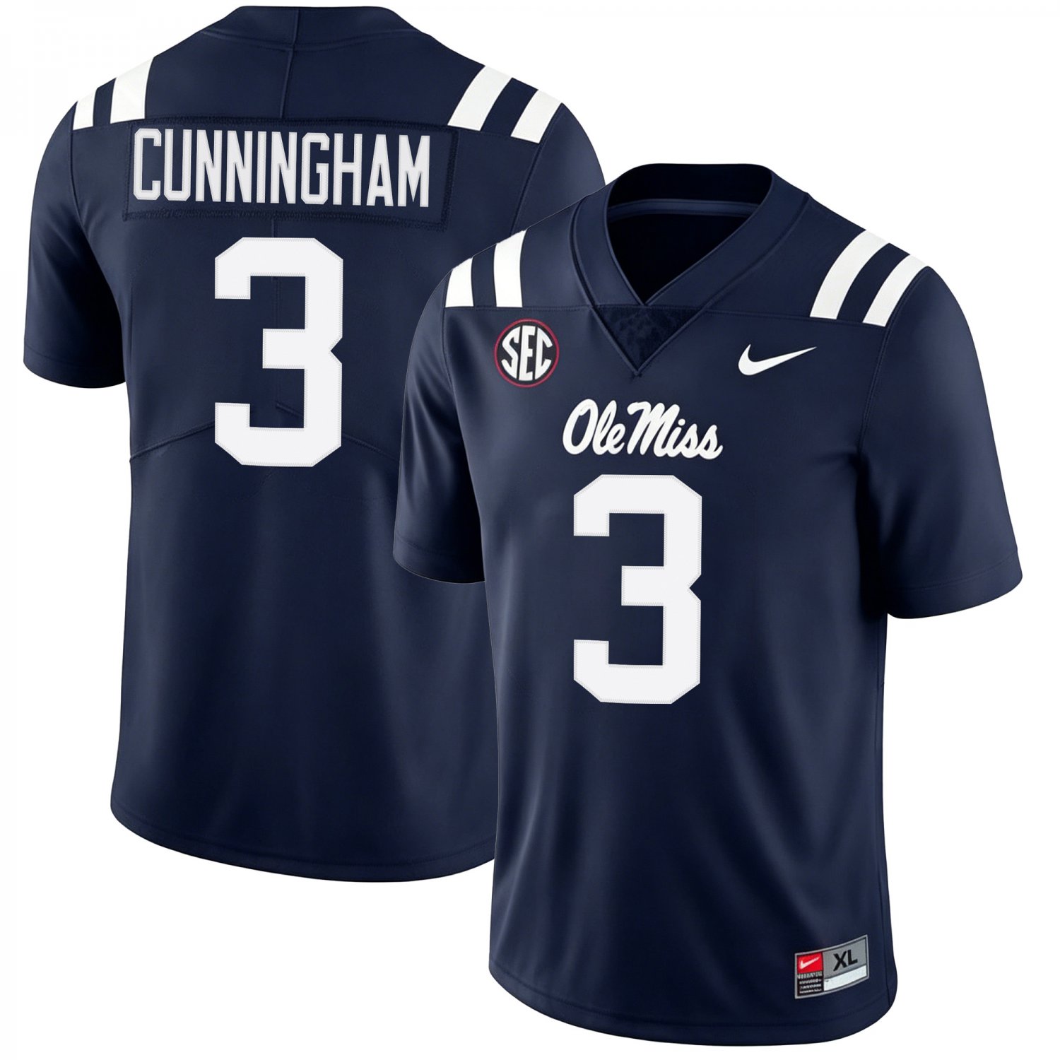 Ole Miss Rebels #3 Caleb Cunningham Navy Jersey