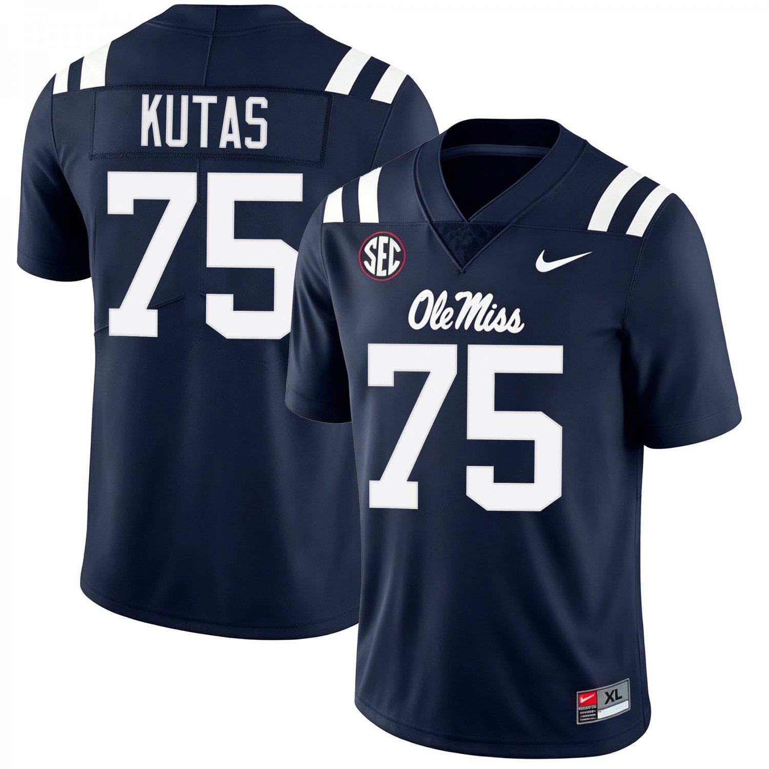 Ole Miss Rebels #75 Patrick Kutas Navy Jersey