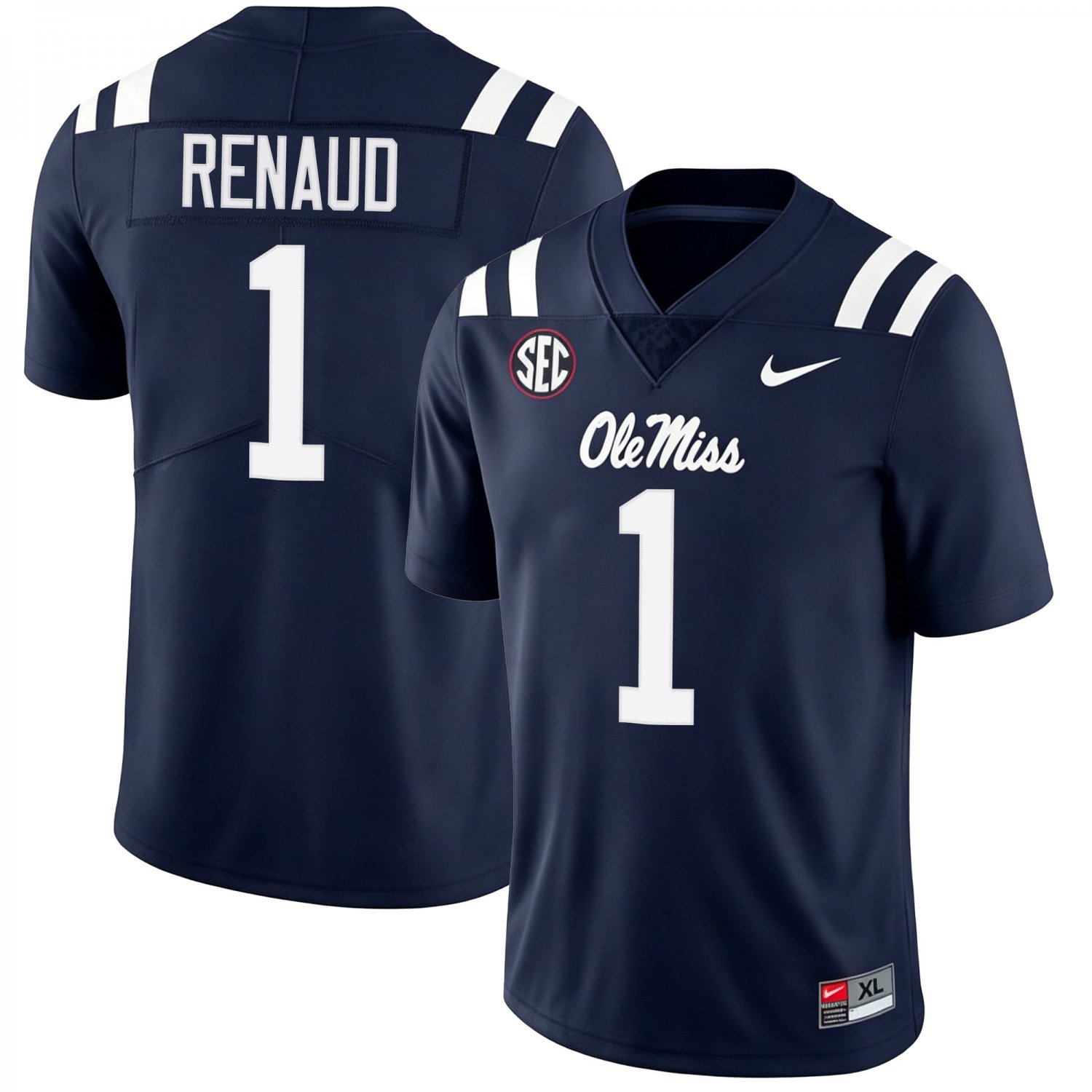 Ole Miss Rebels #1 Jordan Renaud Navy Jersey