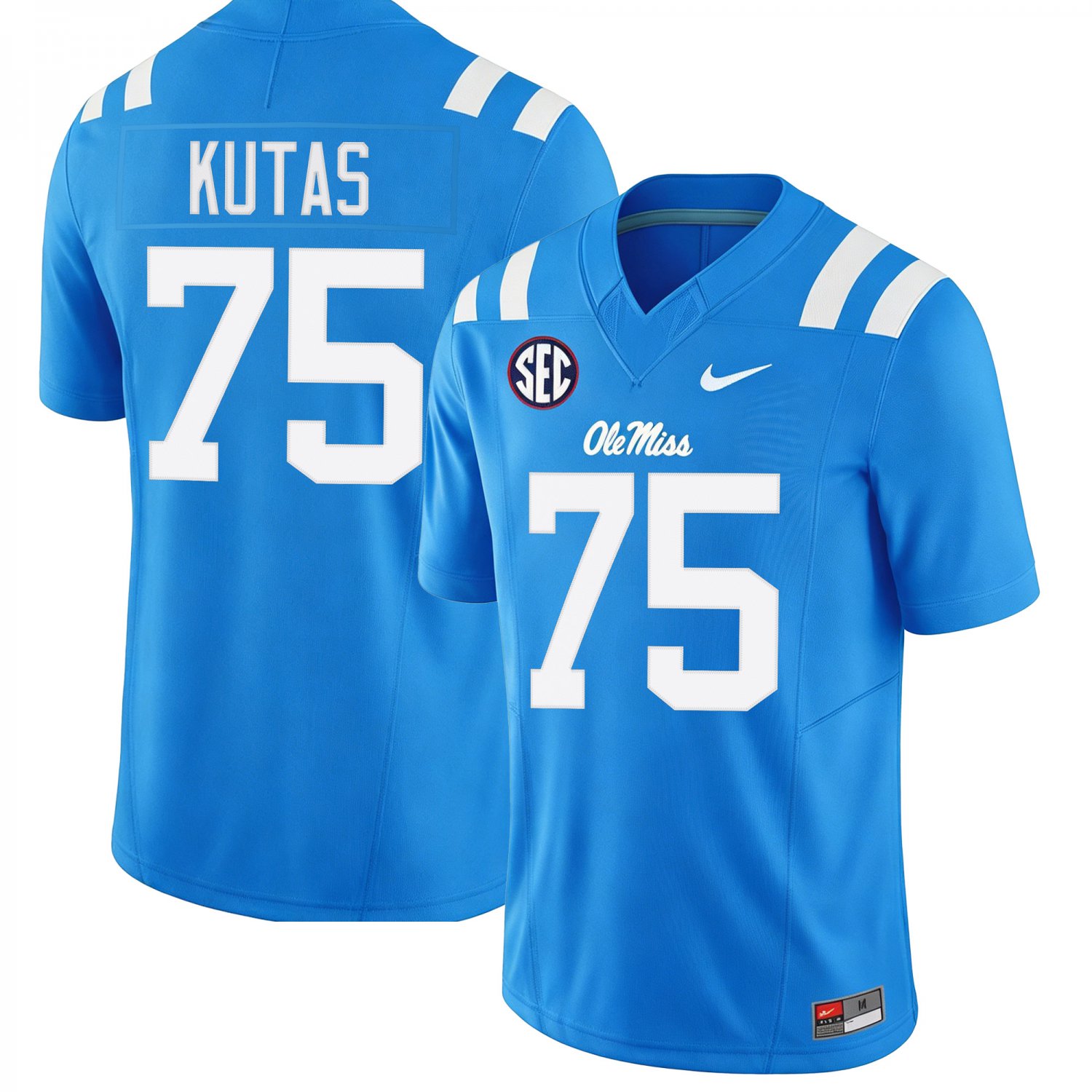 Ole Miss Rebels #75 Patrick Kutas Royal Blue Jersey