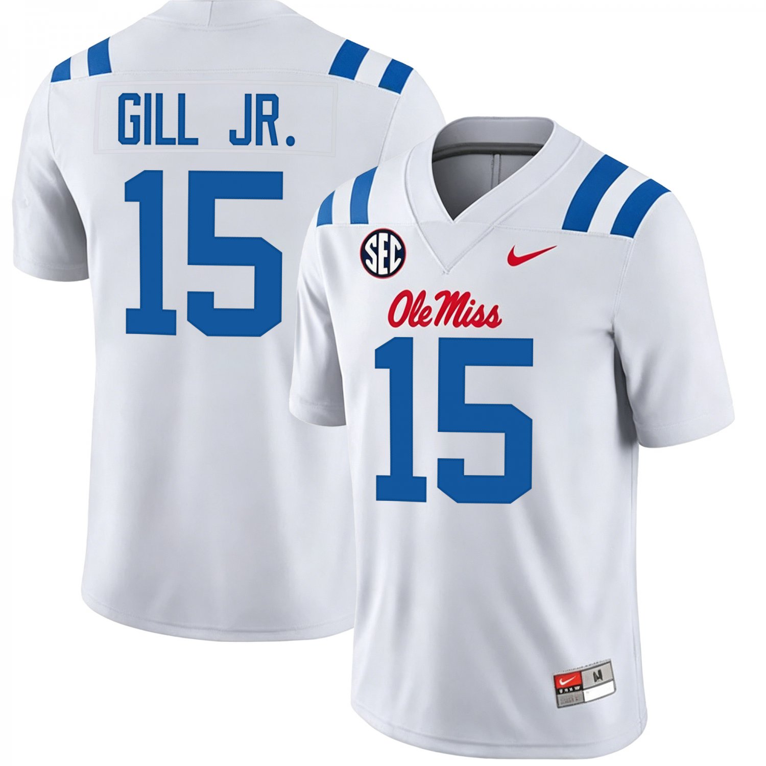 Ole Miss Rebels #15 Darrell Gill Jr. White Jersey