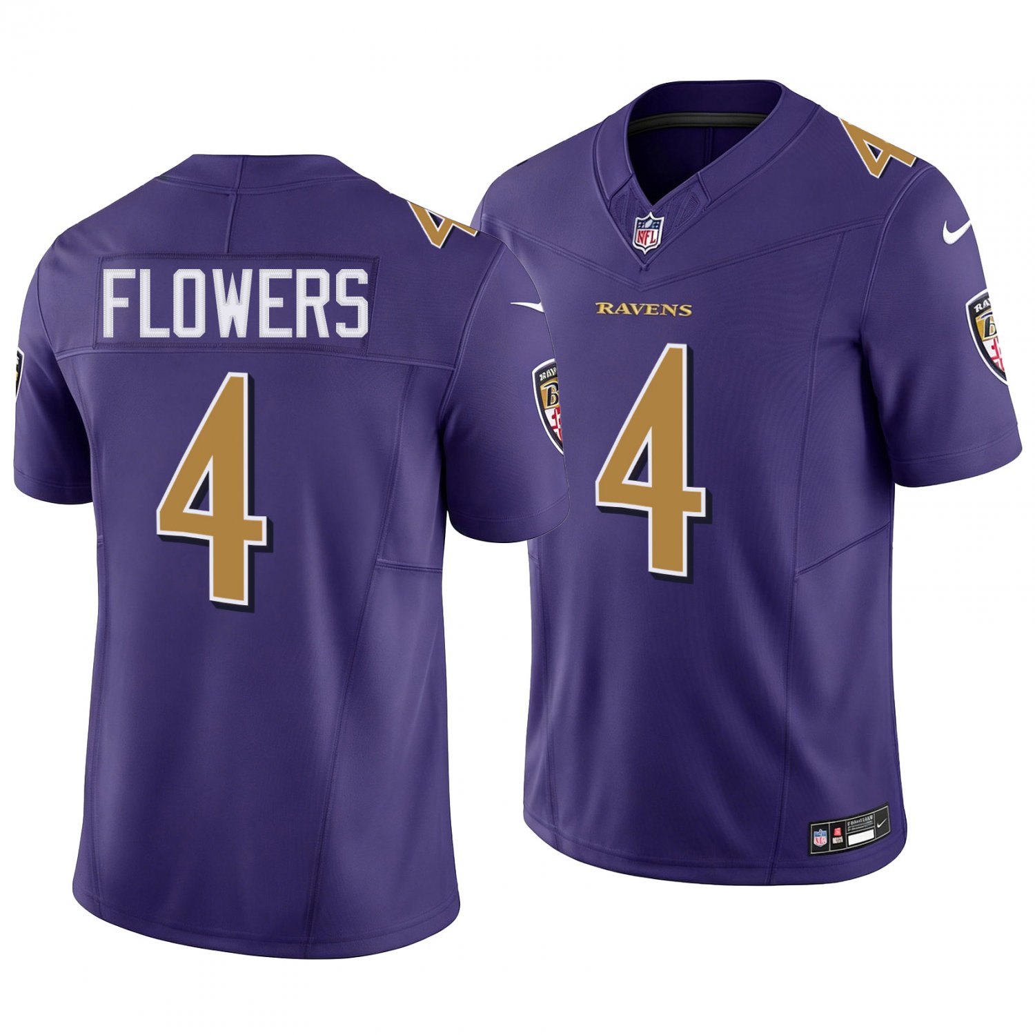Baltimore Ravens #4 Zay Flowers Purple Men's&Youth Jersey