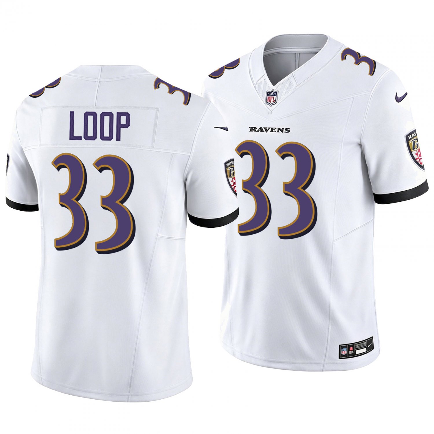 Baltimore Ravens #33 Tyler Loop White Men's&Youth Jersey